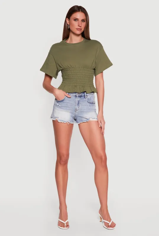 Smocked Waist Dolman Sleeve Top made by Rainbow