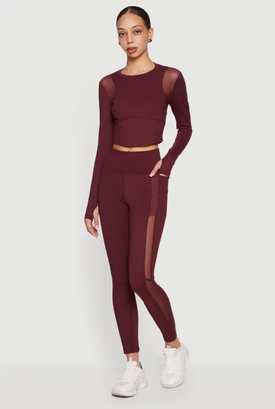 Mesh Detail Side Pocket Active Leggings made by Rainbow