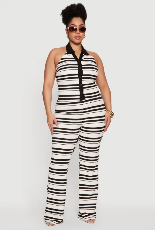 Plus Size Striped High Waisted Pants made by Rainbow