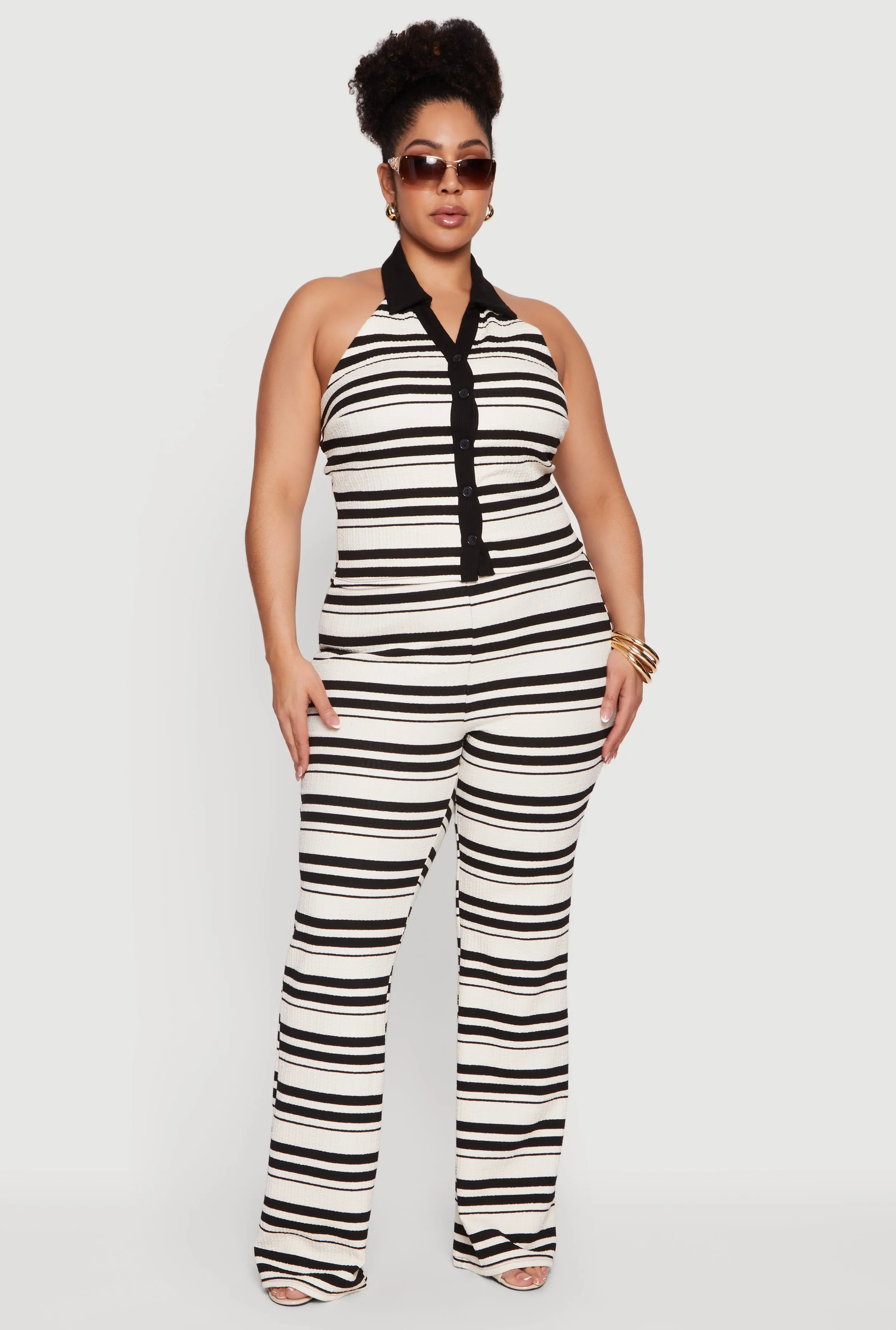 Plus Size Striped High Waisted Pants sold by Rainbow