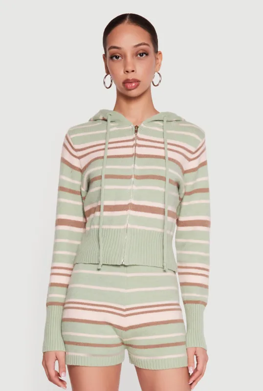 Striped Zip Front Hooded Sweater made by Daisy