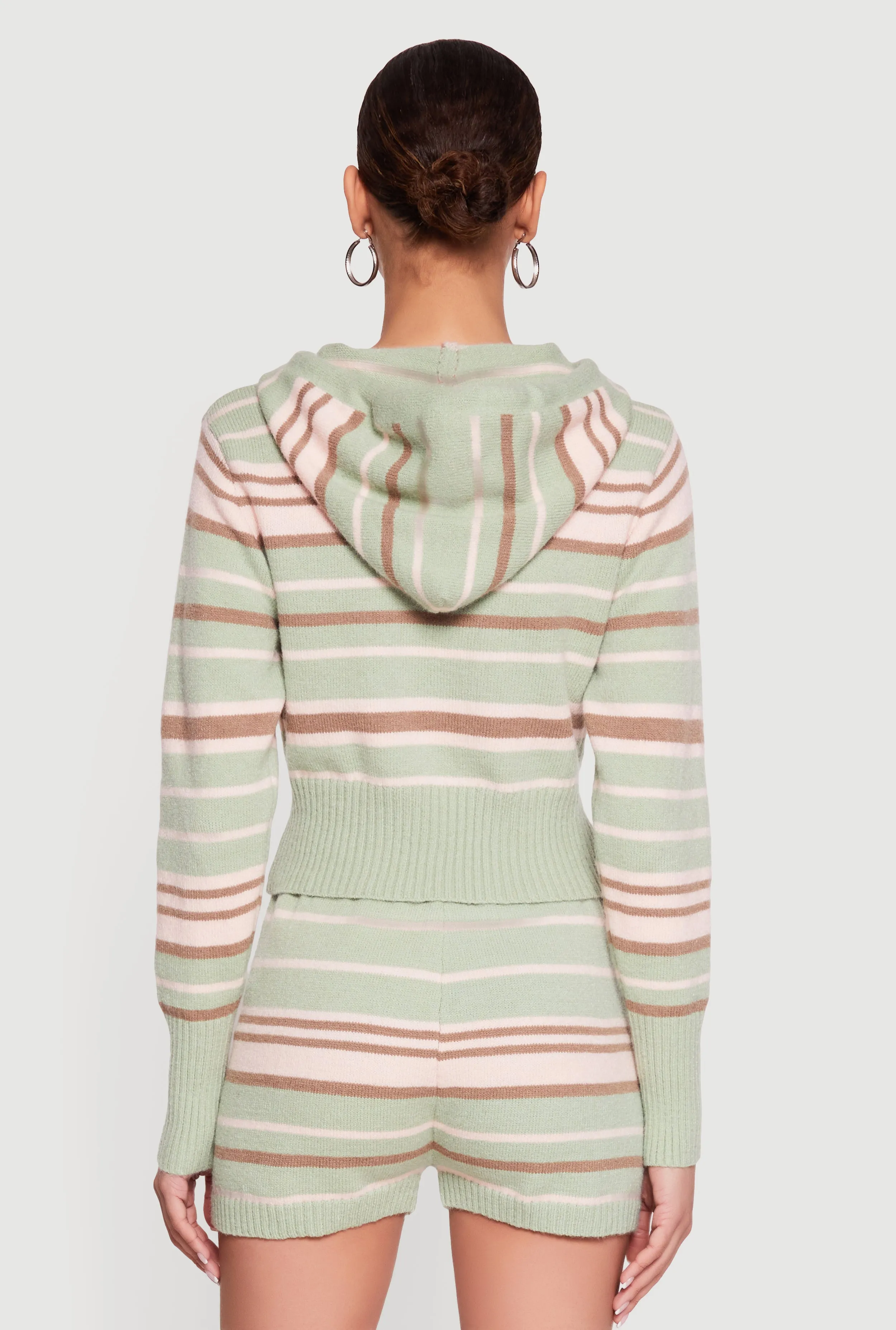 Striped Zip Front Hooded Sweater sold by Rainbow product image thumbnail 5