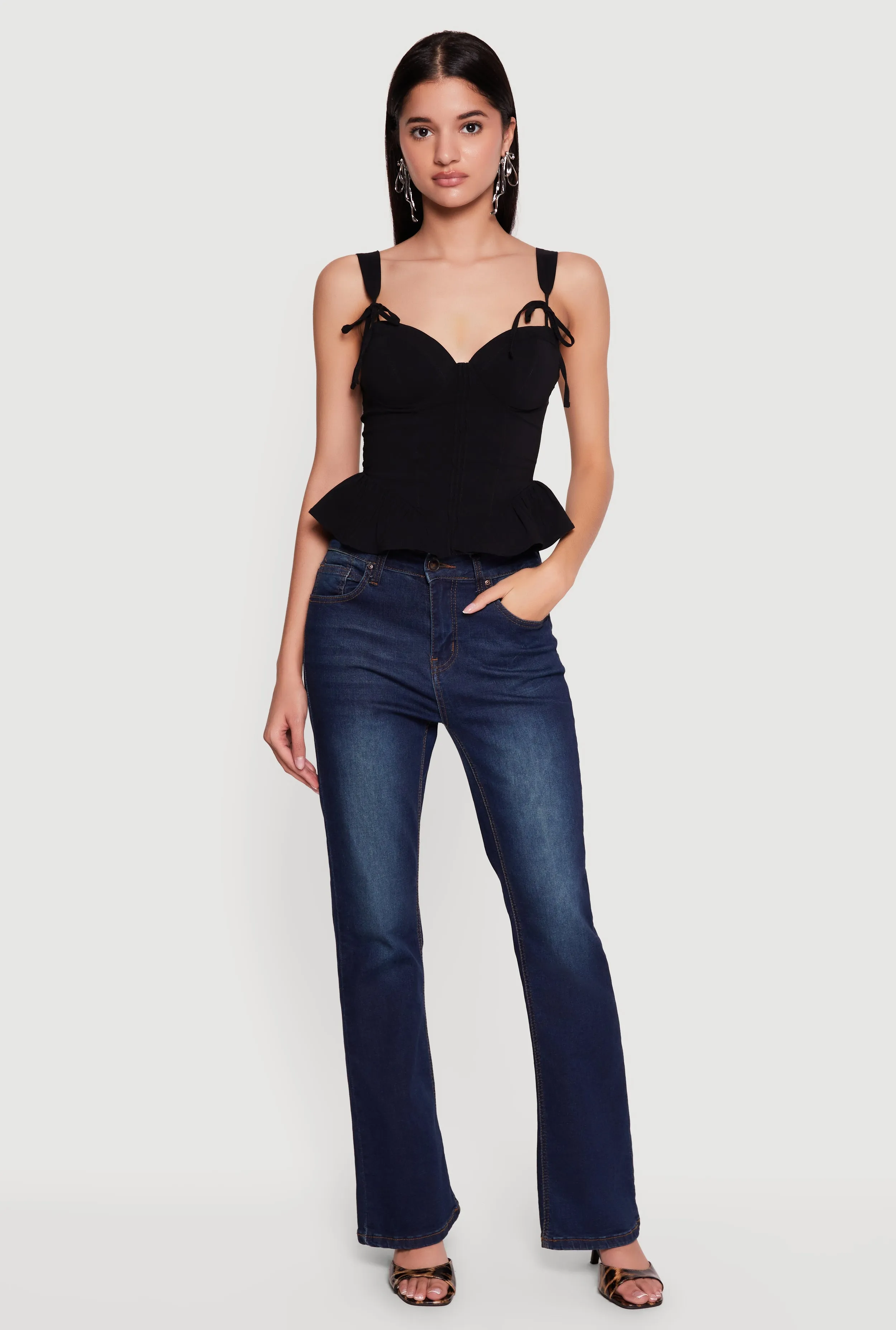 Cropped Tie Strap Peplum Bustier Top sold by Rainbow product image thumbnail 2