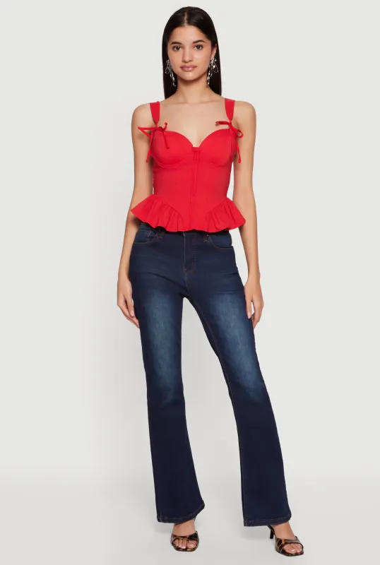 Cropped Tie Strap Peplum Bustier Top made by iris