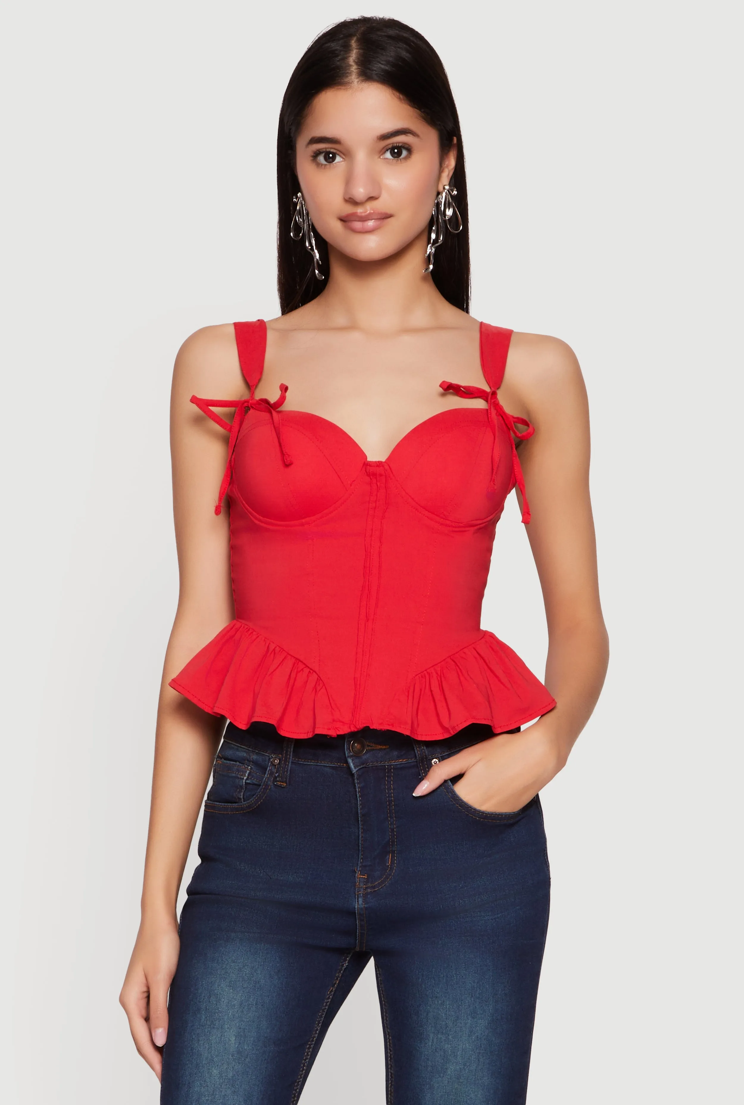 Cropped Tie Strap Peplum Bustier Top sold by Rainbow product image thumbnail 2