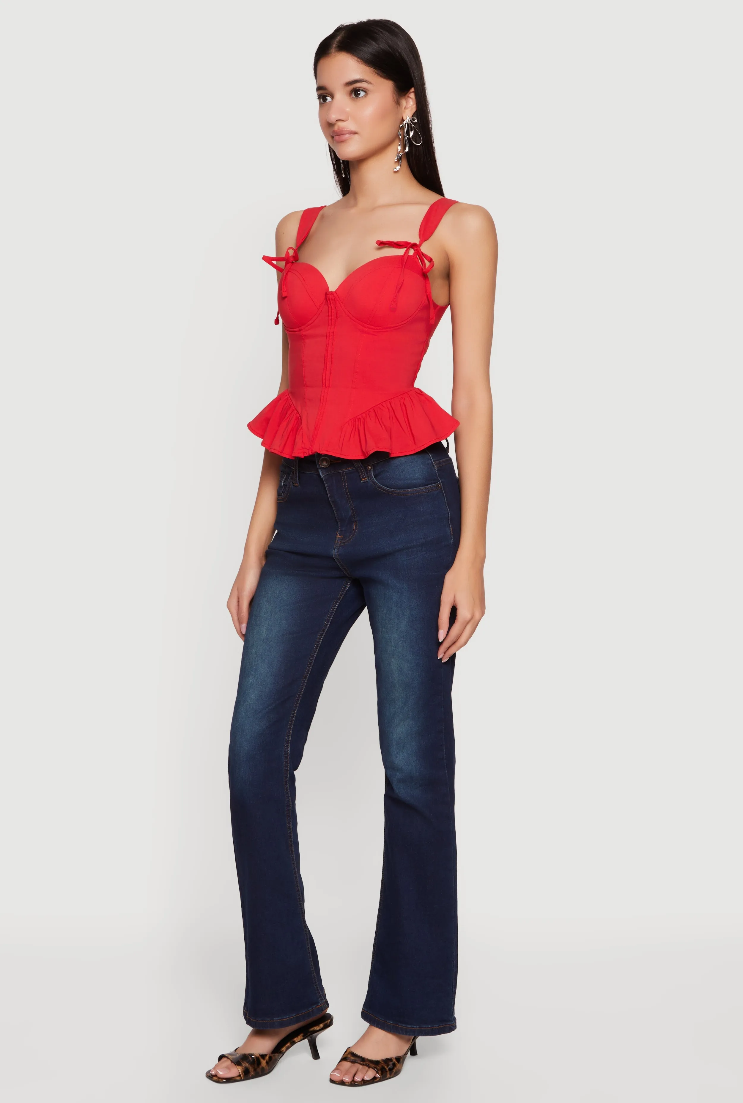Cropped Tie Strap Peplum Bustier Top sold by Rainbow product image thumbnail 3