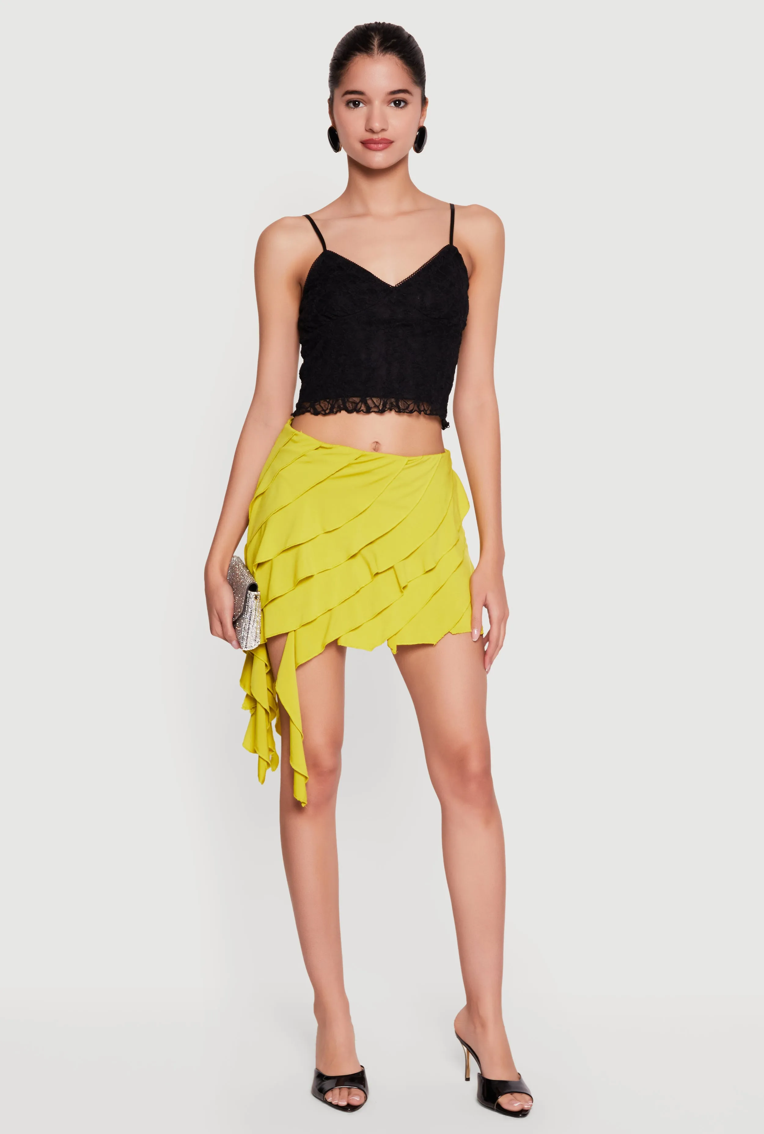 Asymmetrical Ruffle Tiered Mini Skirt sold by Rainbow product image thumbnail 2