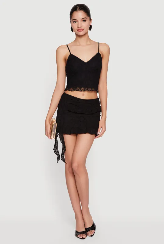 Lace Asymmetrical Ruffled Mini Skirt made by Rainbow