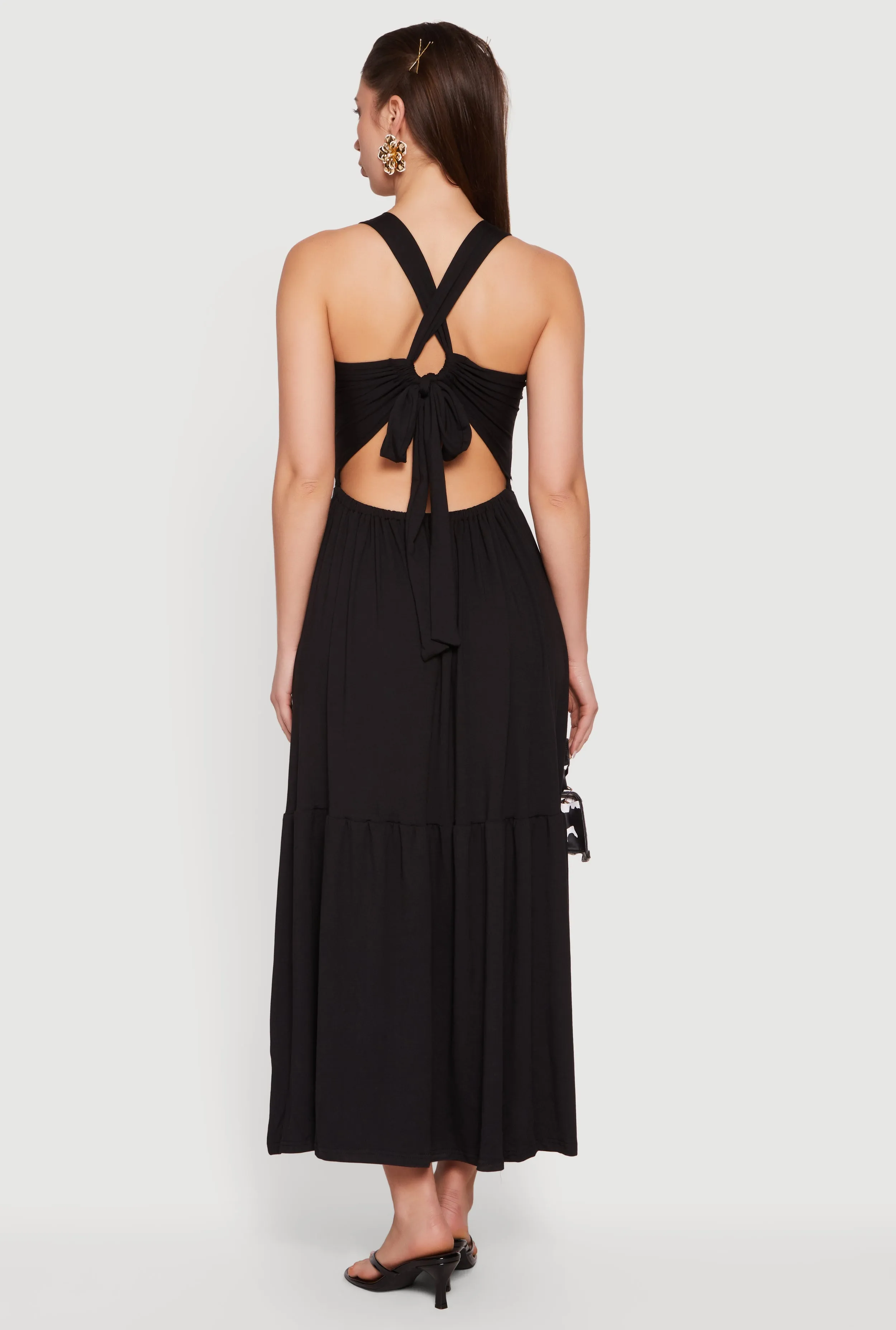 Smocked Tie Back Keyhole Maxi Dress sold by Rainbow product image thumbnail 3