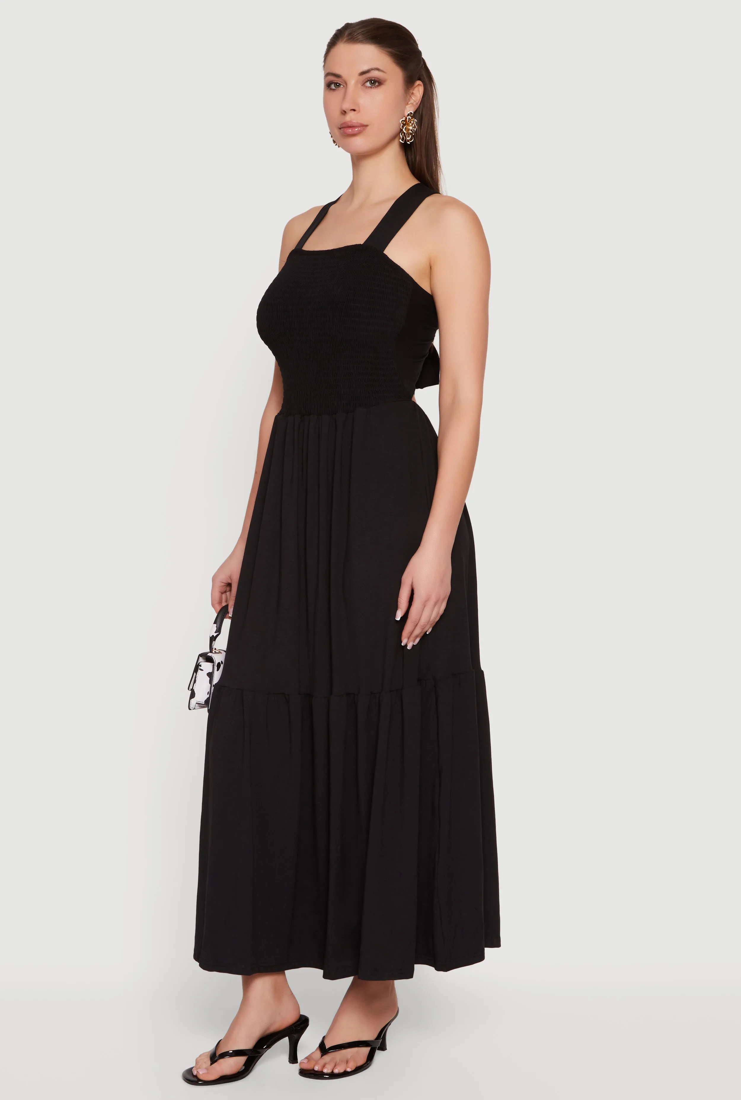 Smocked Tie Back Keyhole Maxi Dress sold by Rainbow product image thumbnail 2