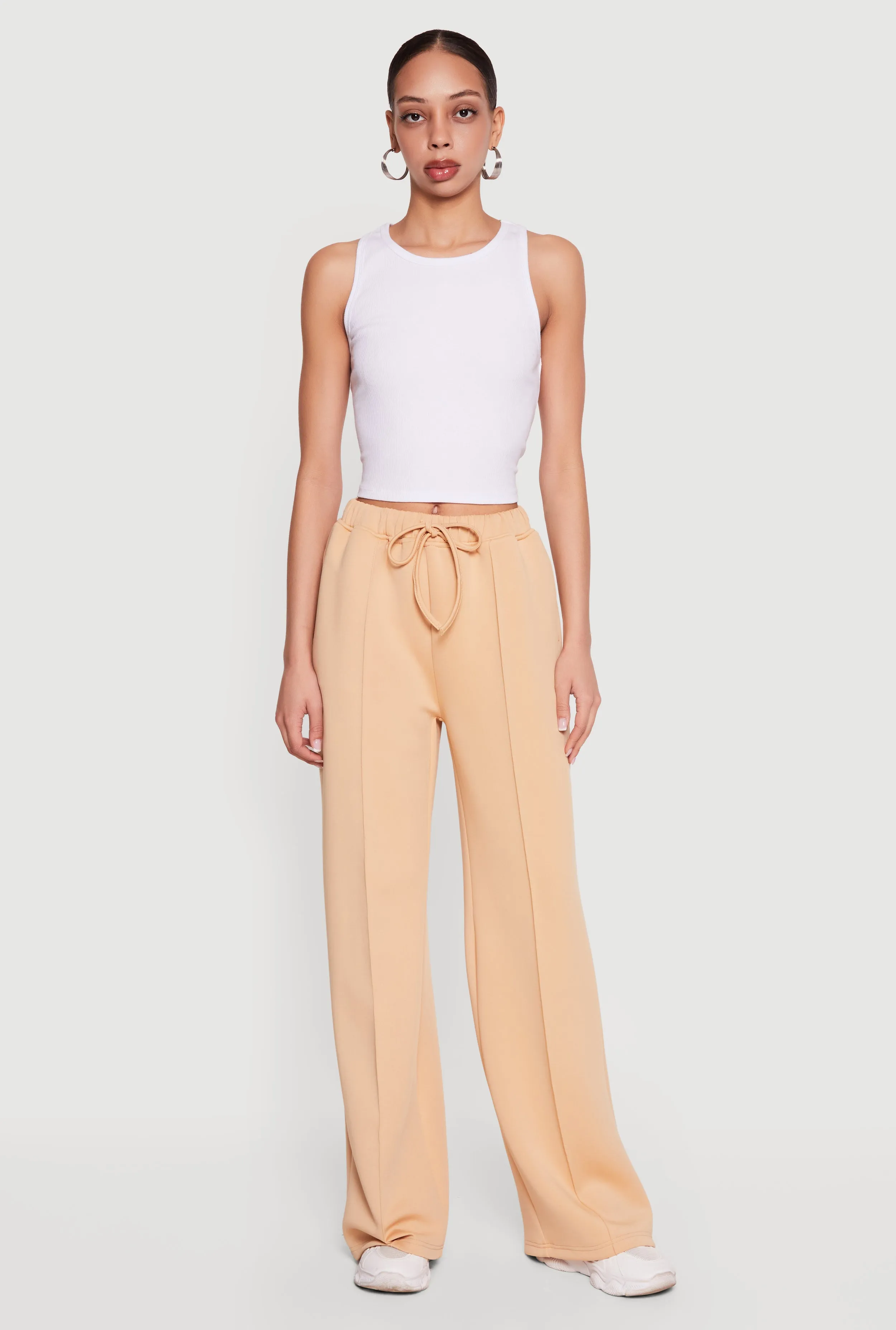 Scuba Drawstring Waist Pintuck Wide Leg Pants sold by Rainbow product image thumbnail 2