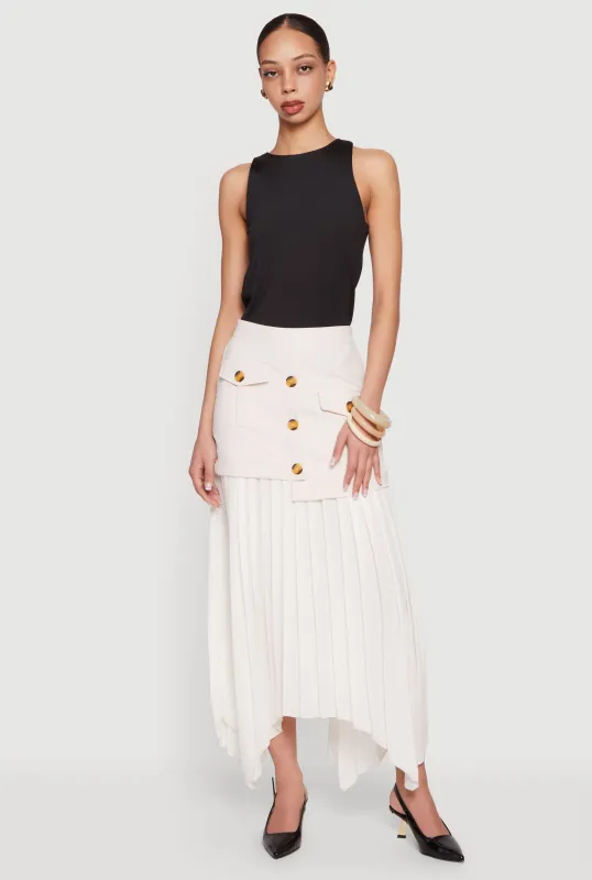 Layered Look Pleated Maxi Skirt made by Rainbow