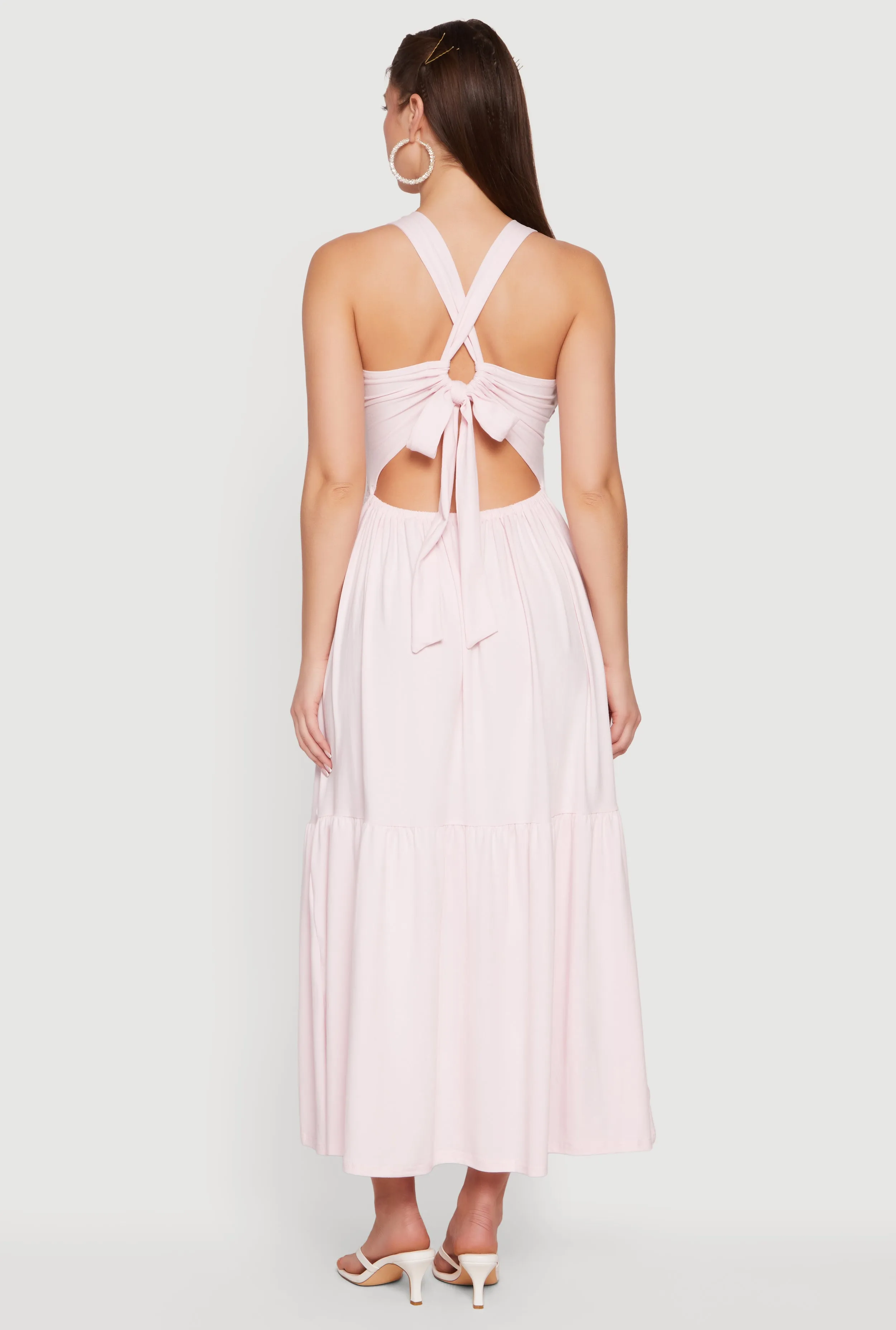 Smocked Tie Back Keyhole Maxi Dress sold by Rainbow product image thumbnail 3