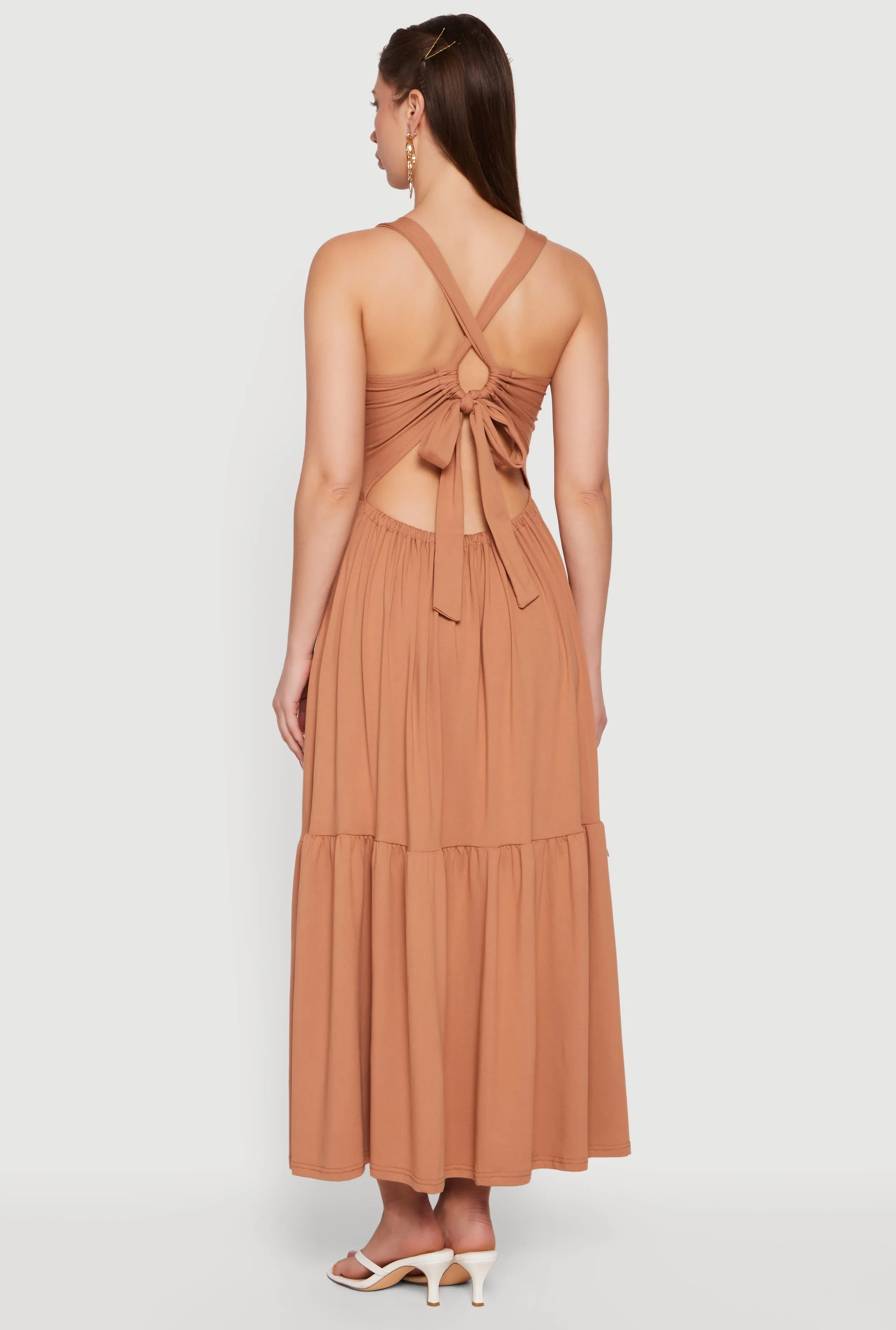 Smocked Tie Back Keyhole Maxi Dress sold by Rainbow product image thumbnail 3