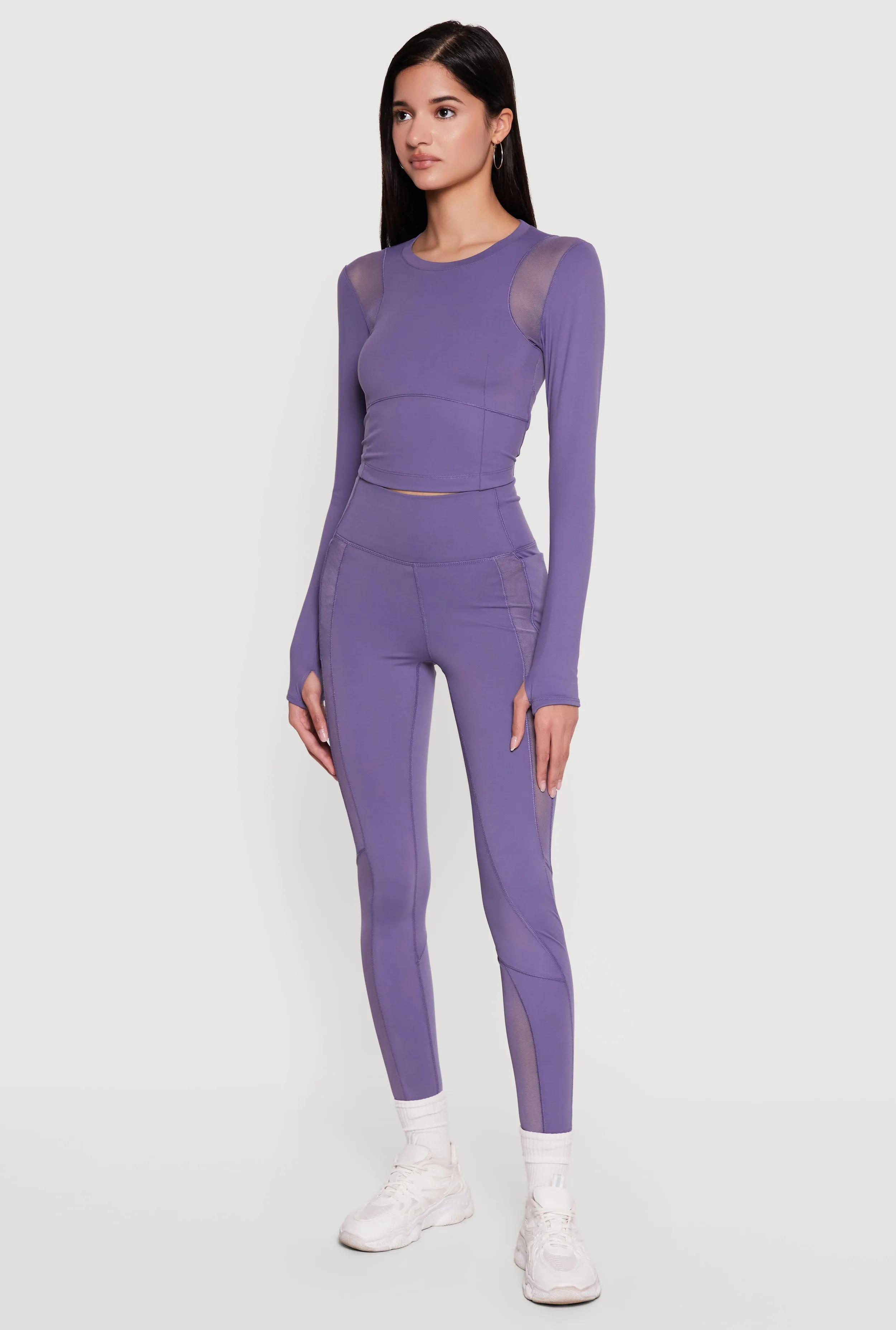 Mesh Detail Long Sleeve Active Top with Thumb Holes sold by Rainbow product image thumbnail 3