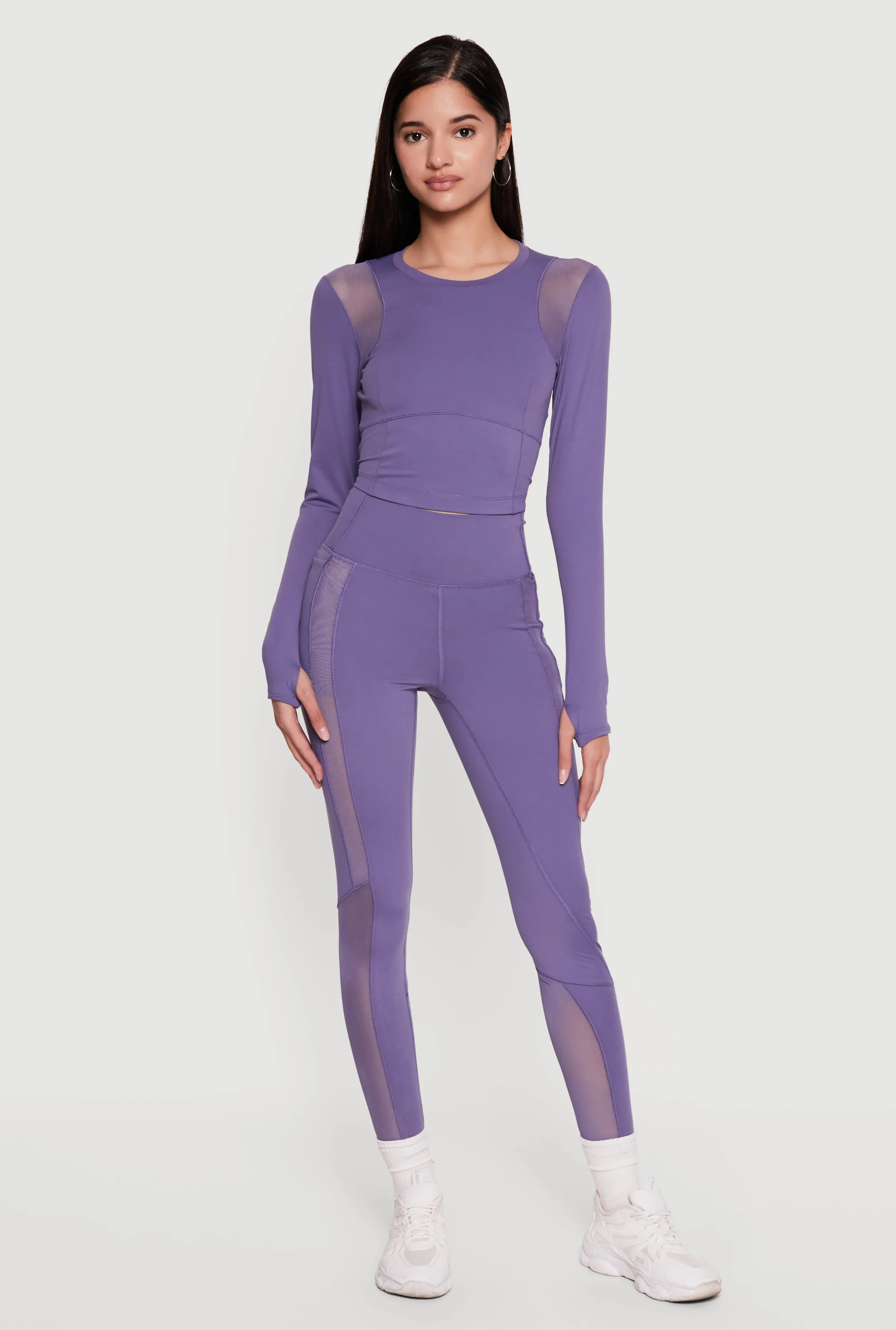 Mesh Detail Long Sleeve Active Top with Thumb Holes sold by Rainbow product image thumbnail 2
