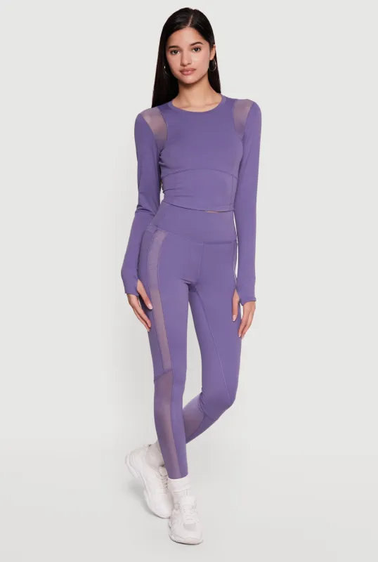 Mesh Detail Side Pocket Active Leggings made by Rainbow