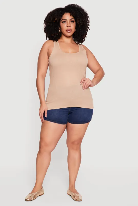 Plus Size Rib Knit Tank Top made by Ambiance