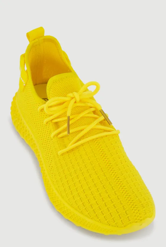 Textured Knit Low Top Lace Up Sneakers made by Rainbow