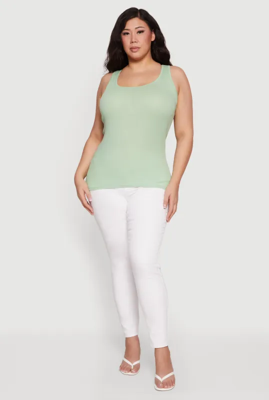 Plus Size Rib Knit Tank Top made by Ambiance