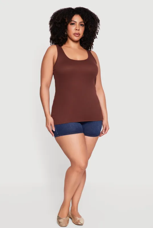 Plus Size Rib Knit Tank Top made by Ambiance