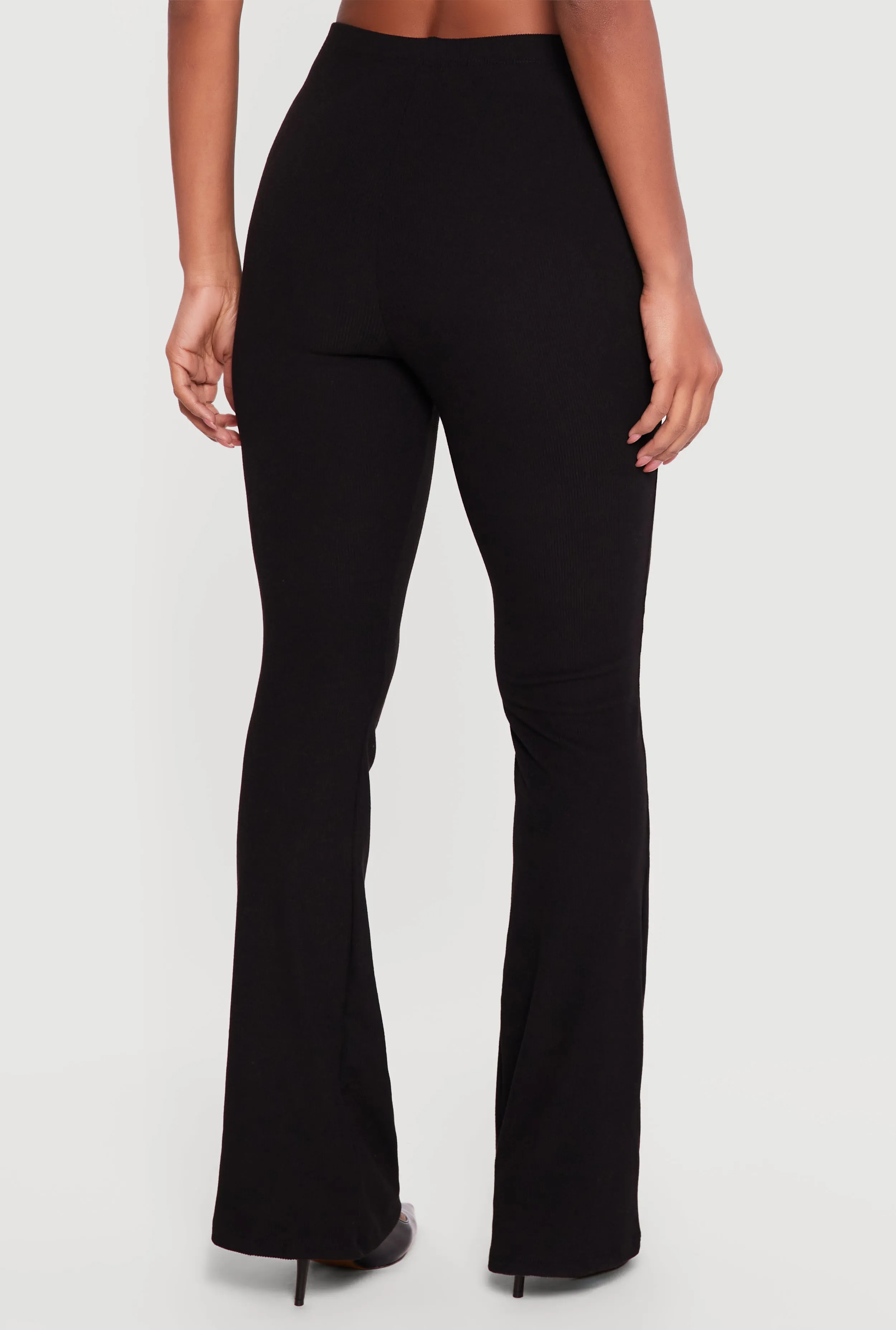 Brushed Rib Knit High Waisted Pull On Flare Pants sold by Rainbow product image thumbnail 5