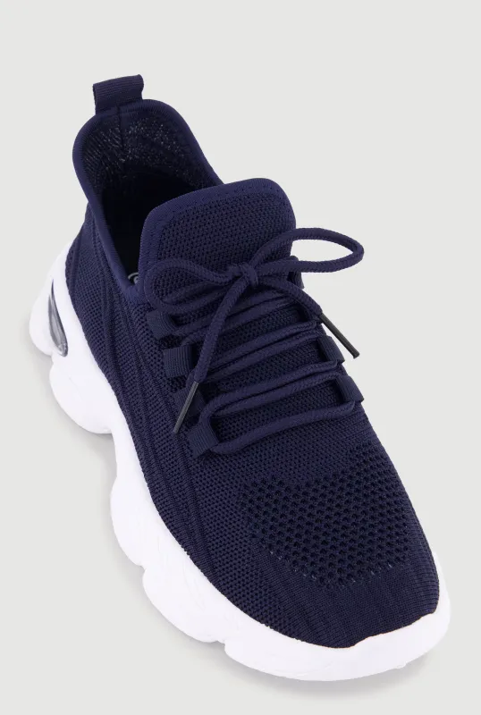 Textured Knit Lace Up Athletic Sneakers made by Rainbow