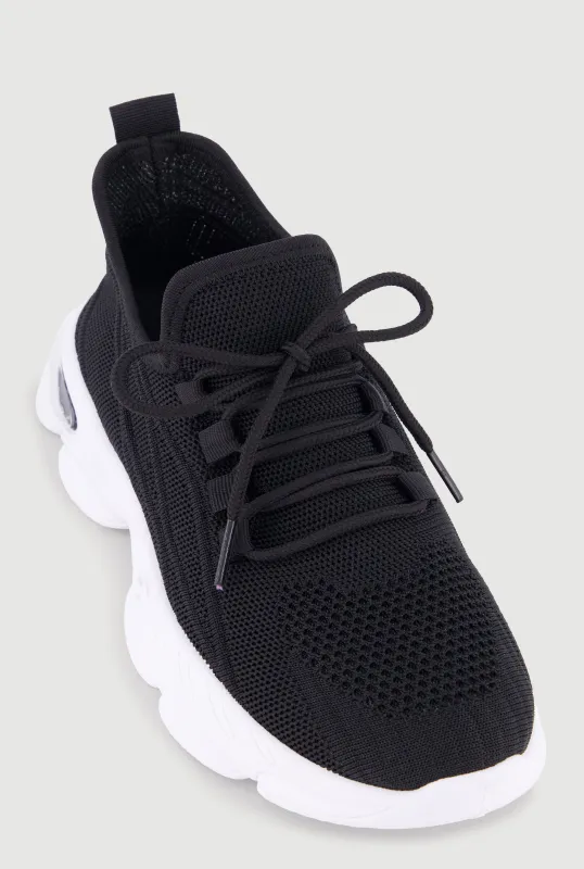Textured Knit Lace Up Athletic Sneakers made by Rainbow
