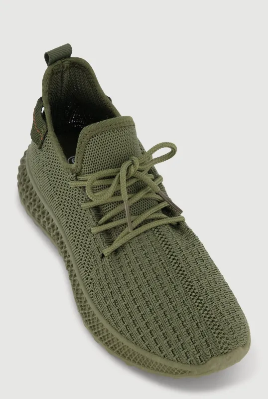 Textured Knit Low Top Lace Up Sneakers made by Rainbow