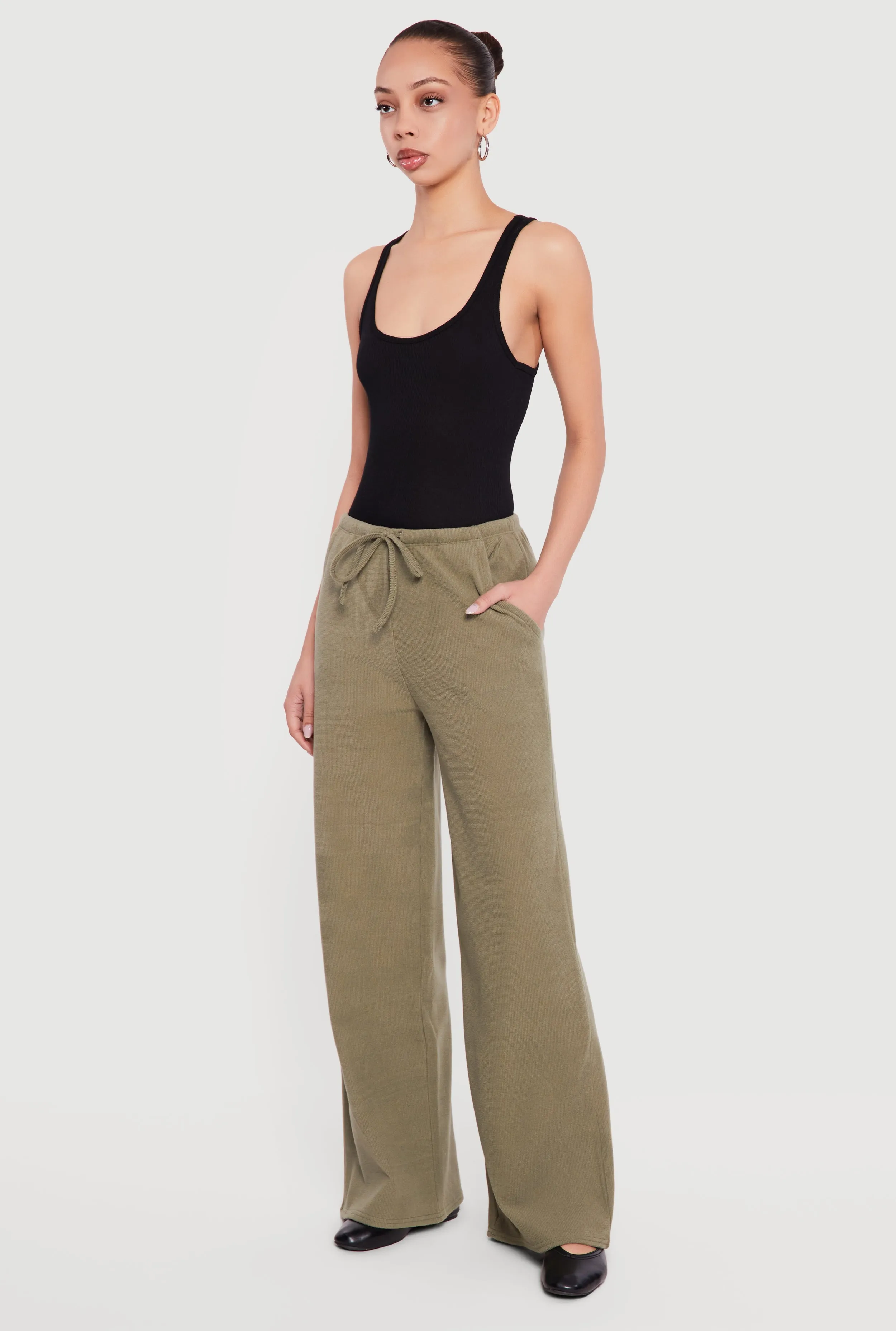 Brushed Knit Wide Leg Drawstring Pants sold by Rainbow product image thumbnail 2