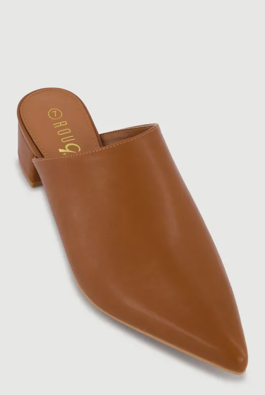 Pointed Toe Block Heel Mules made by Rainbow