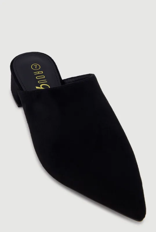 Pointed Toe Block Heel Mules made by Rainbow