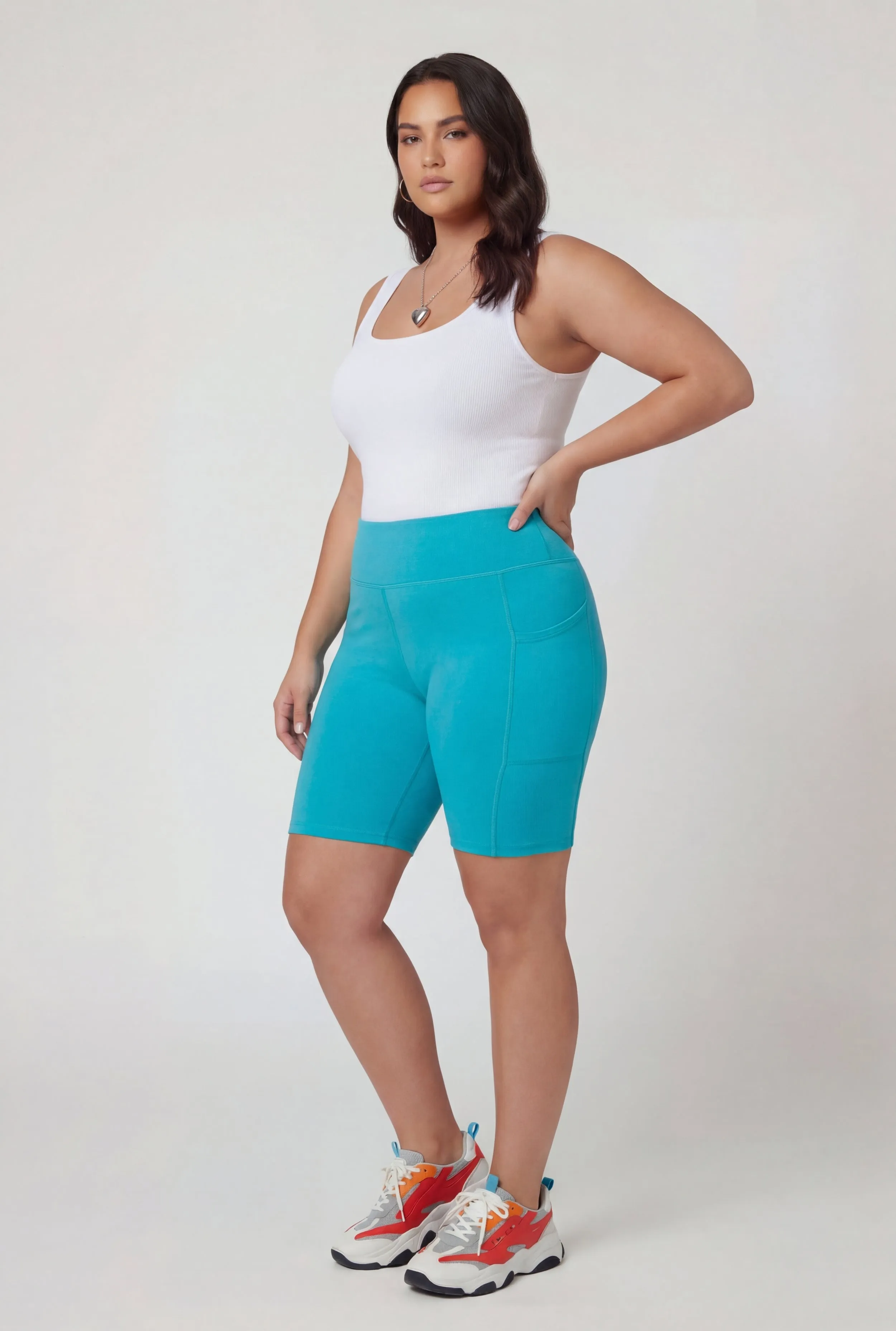 Plus Size Solid High Waisted Bike Shorts with Pockets sold by Rainbow product image thumbnail 2