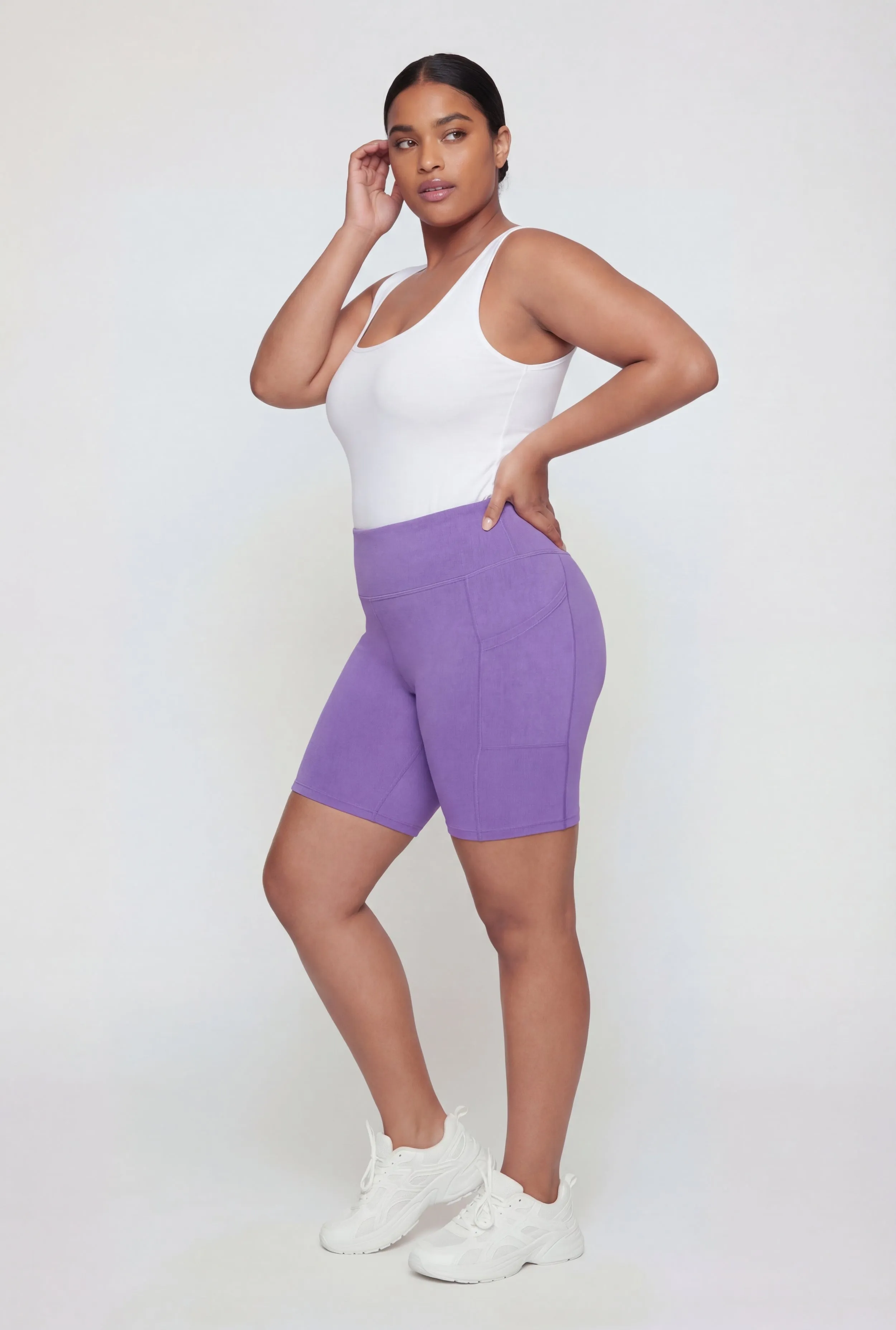 Plus Size Solid High Waisted Bike Shorts with Pockets sold by Rainbow product image thumbnail 2