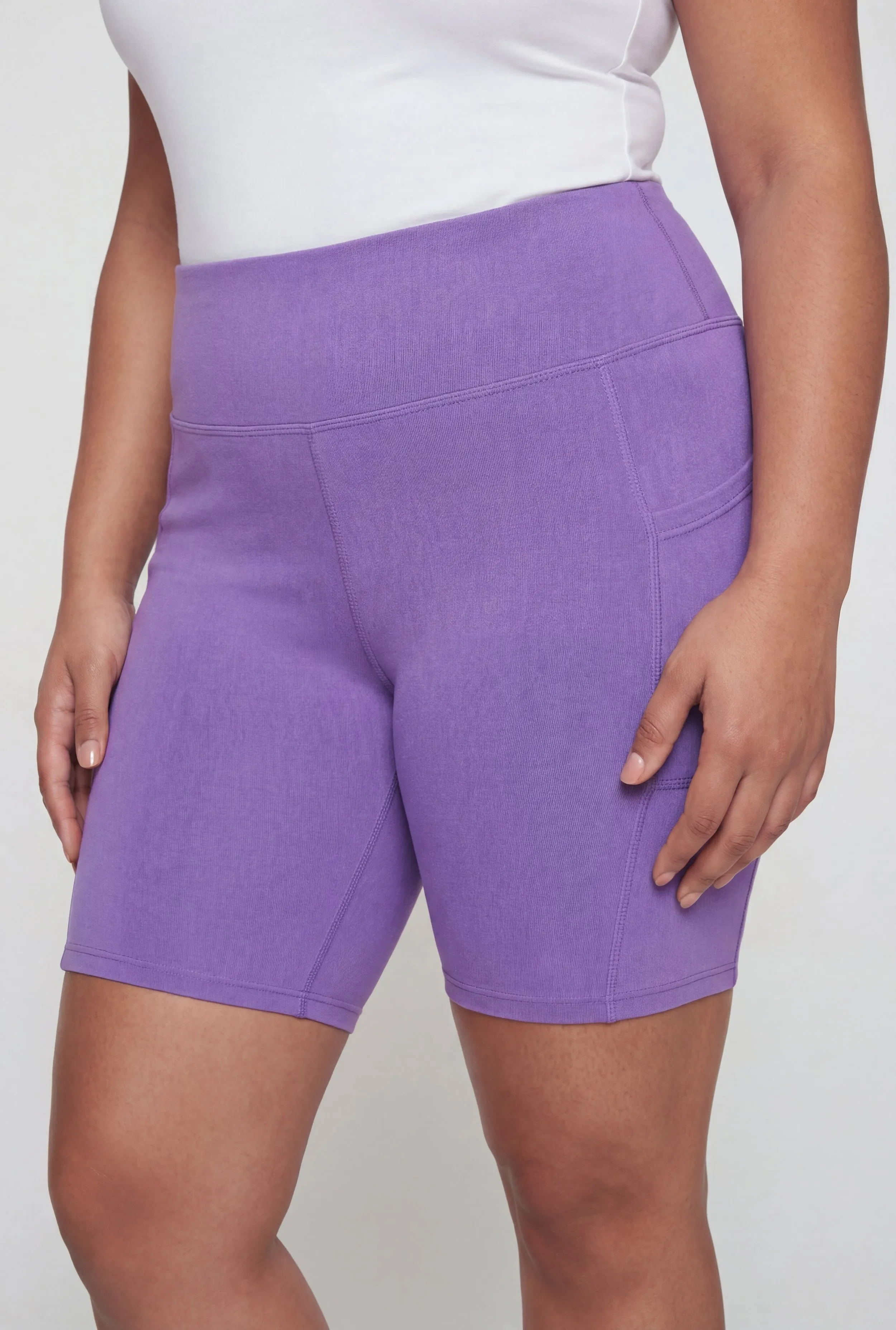 Plus Size Solid High Waisted Bike Shorts with Pockets sold by Rainbow product image thumbnail 3