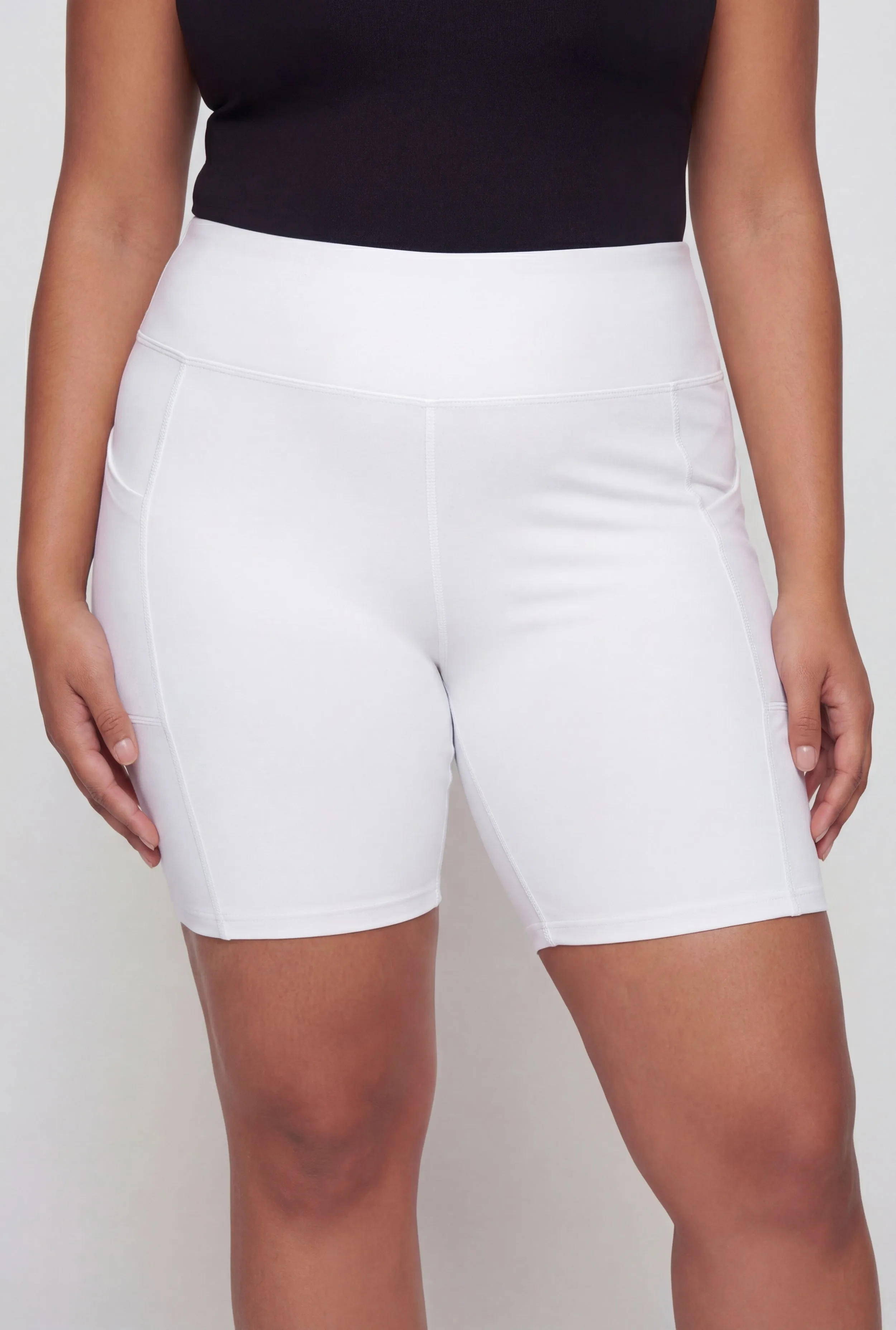 Plus Size Solid High Waisted Bike Shorts with Pockets sold by Rainbow product image thumbnail 3