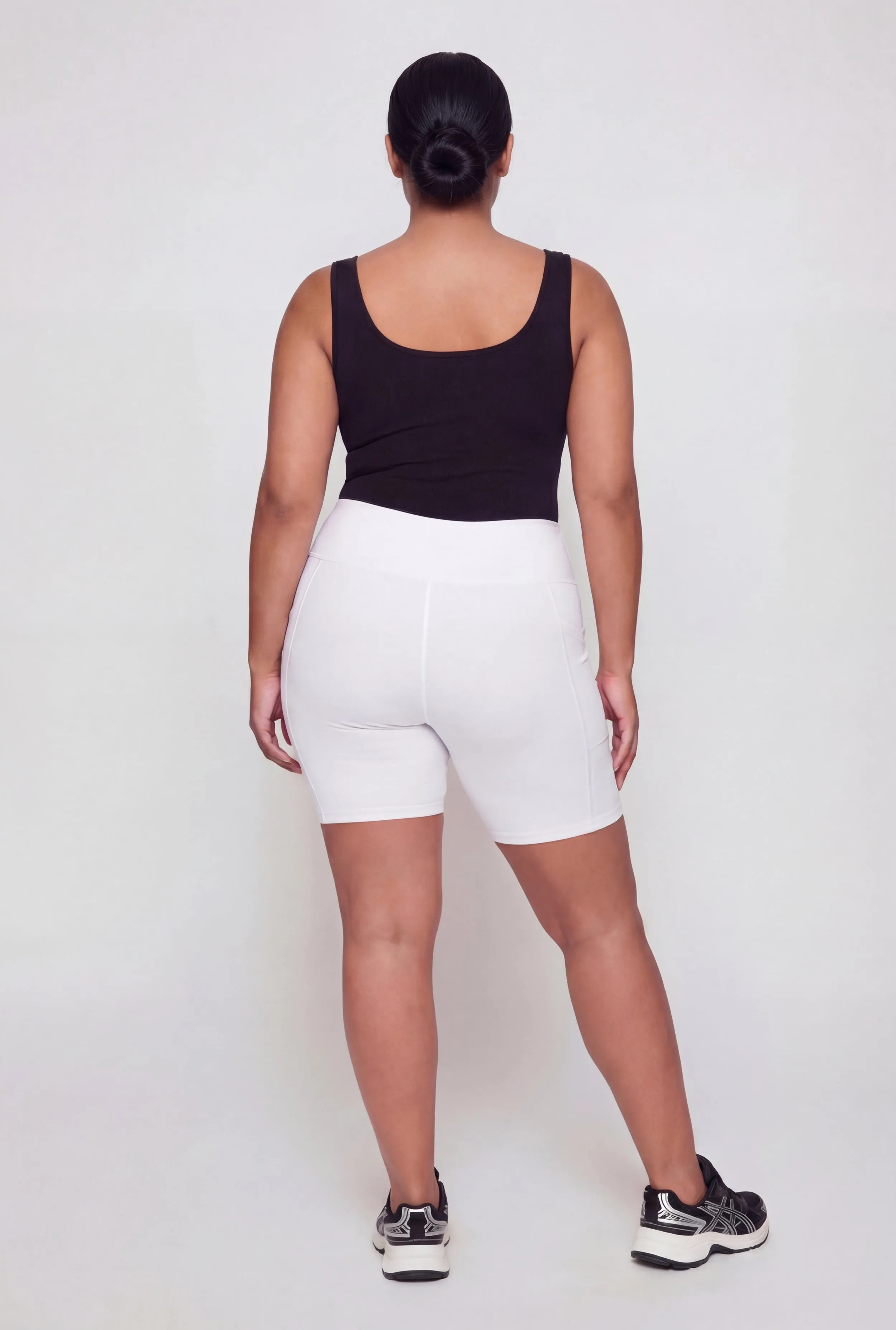 Plus Size Solid High Waisted Bike Shorts with Pockets sold by Rainbow product image thumbnail 5