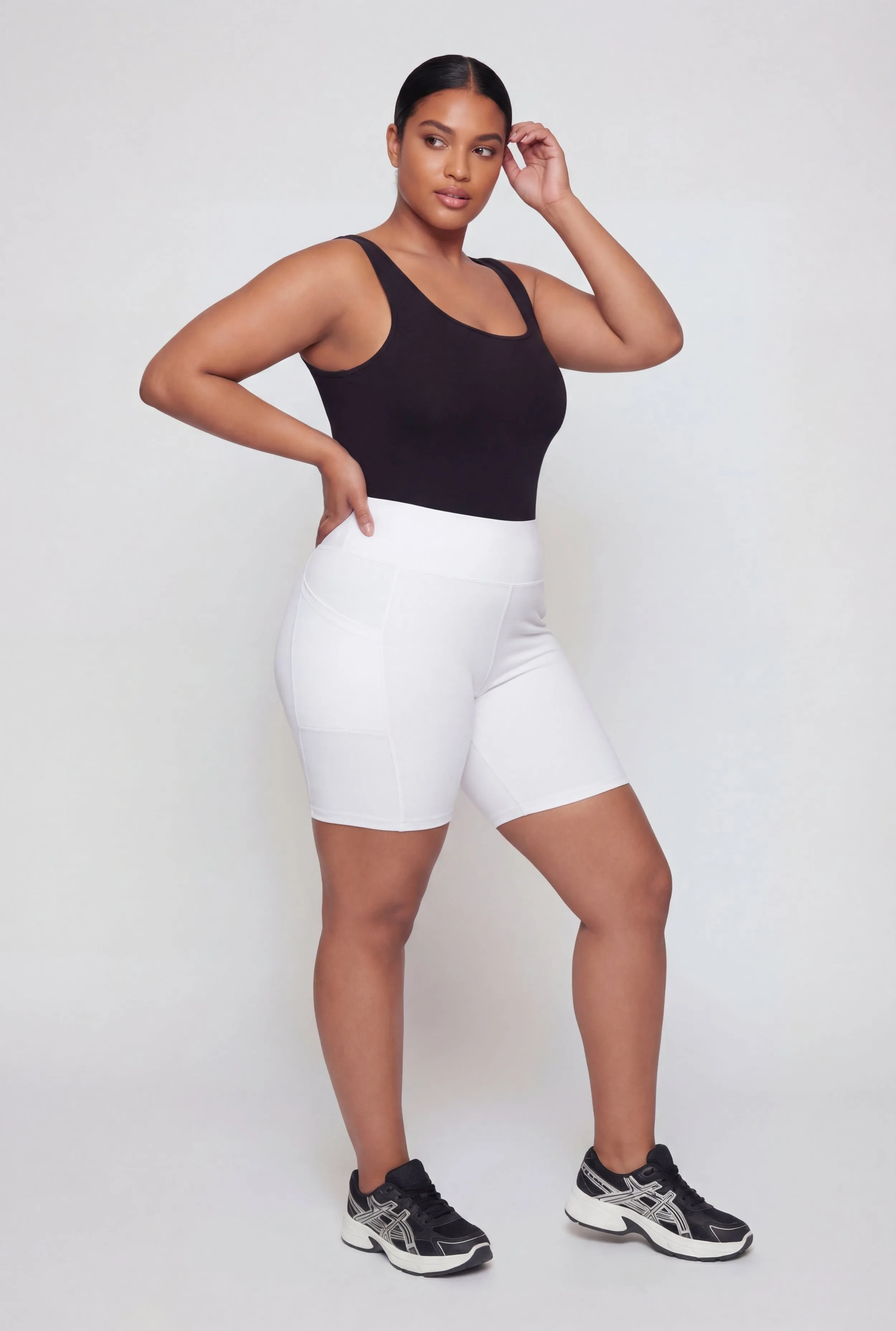 Plus Size Solid High Waisted Bike Shorts with Pockets sold by Rainbow product image thumbnail 2