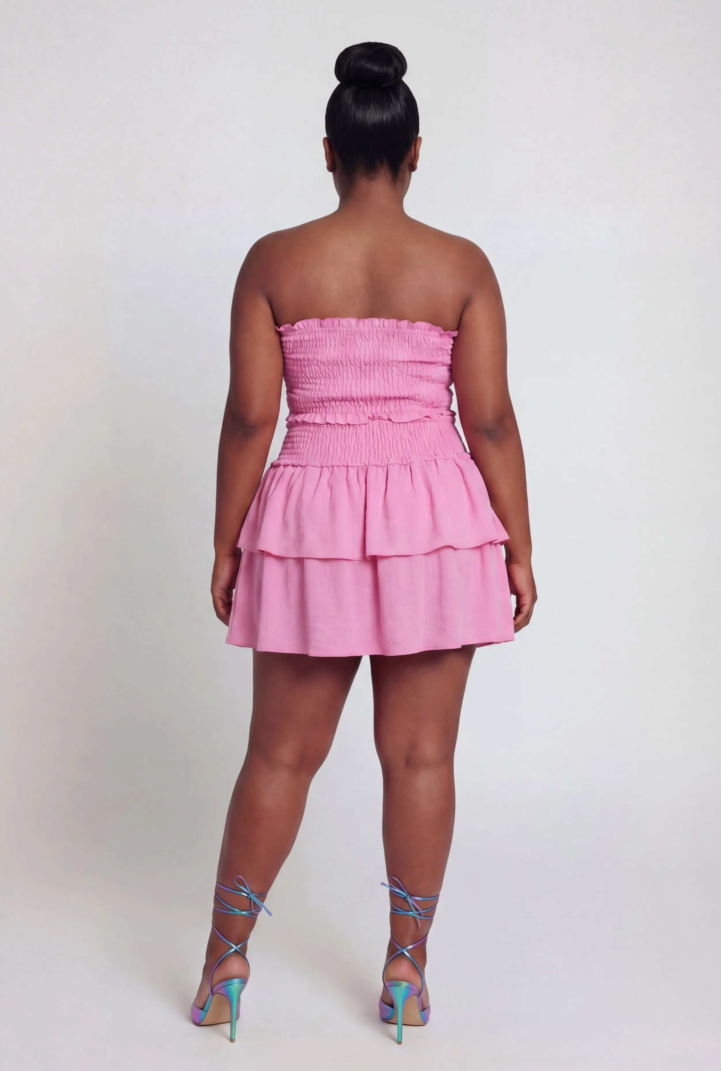 Plus Size Crepe Knit Smocked High Waisted Tiered Skirt sold by Rainbow product image thumbnail 5