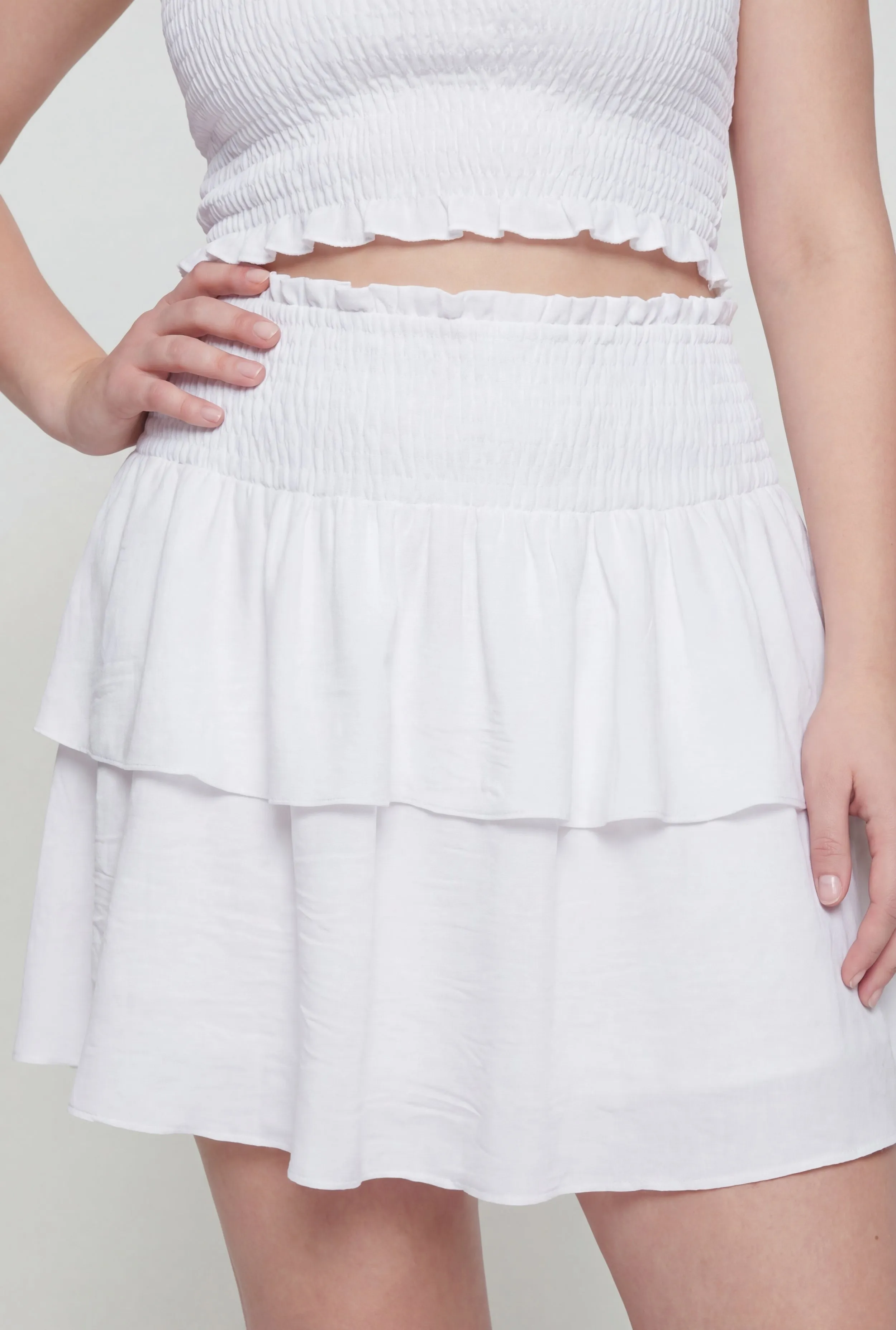 Plus Size Crepe Knit Smocked High Waisted Tiered Skirt sold by Rainbow product image thumbnail 3