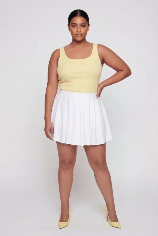 Plus Size Ribbed Knit Scoop Neck Tank Top made by Ambiance