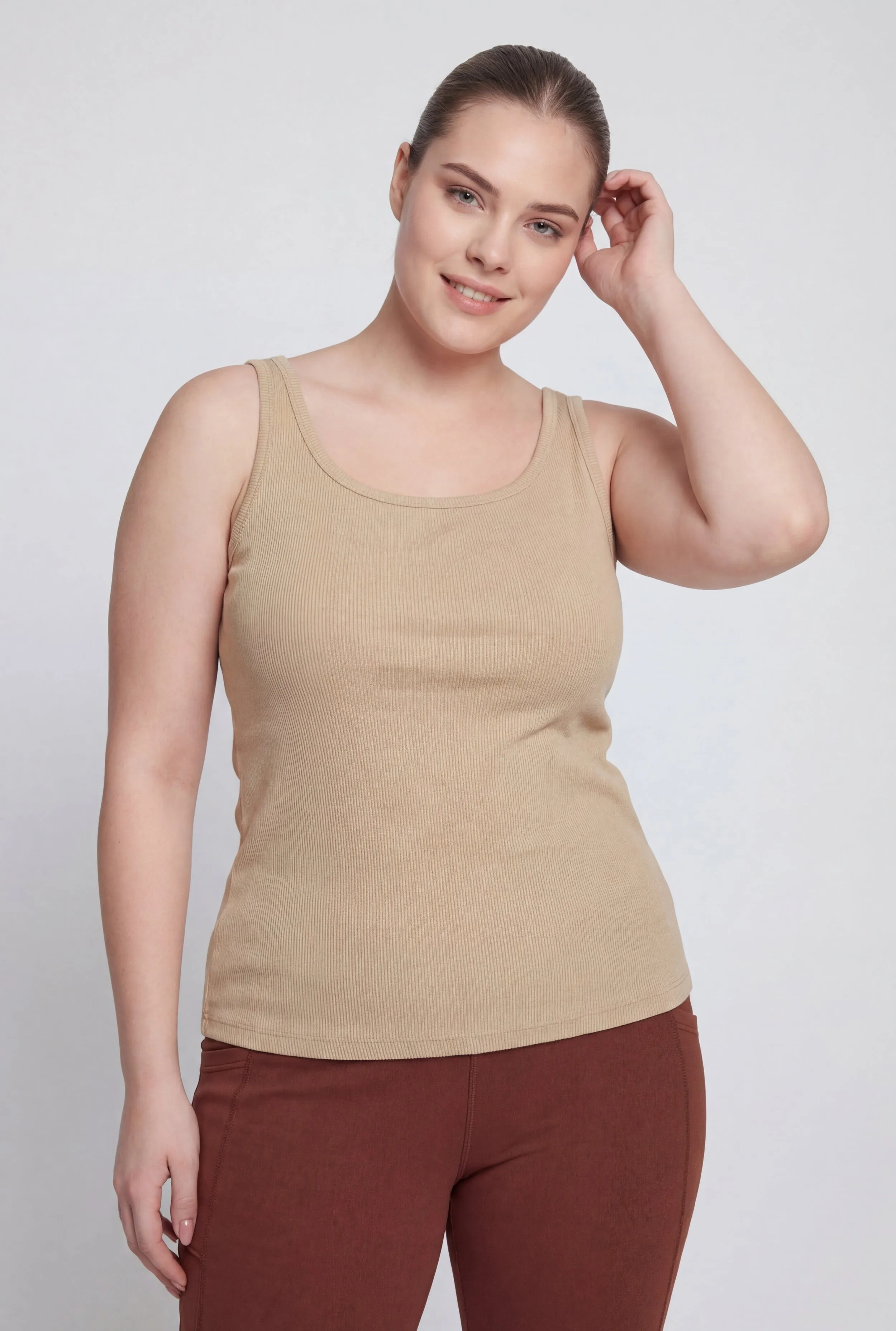 Plus Size Ribbed Knit Scoop Neck Tank Top sold by Rainbow product image thumbnail 2