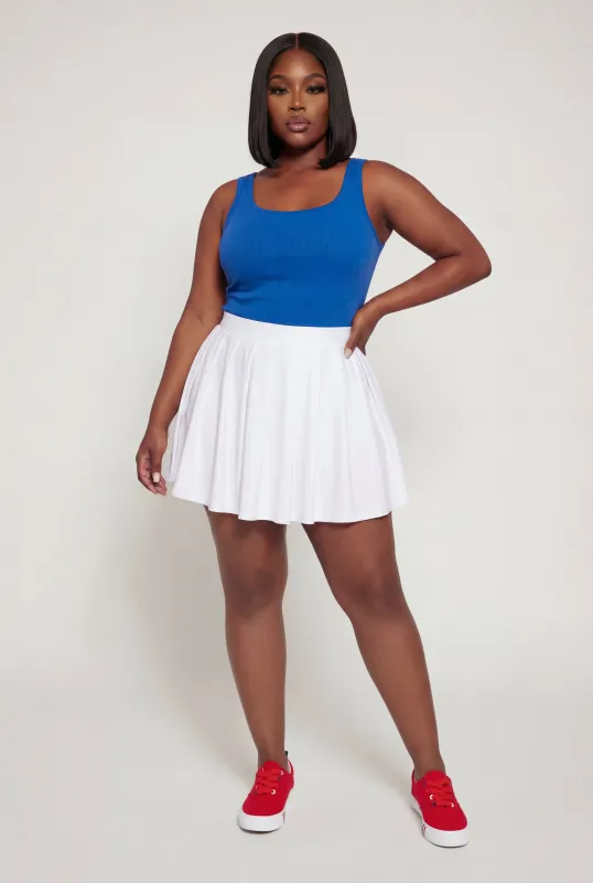 Plus Size Ribbed Knit Scoop Neck Tank Top made by Ambiance