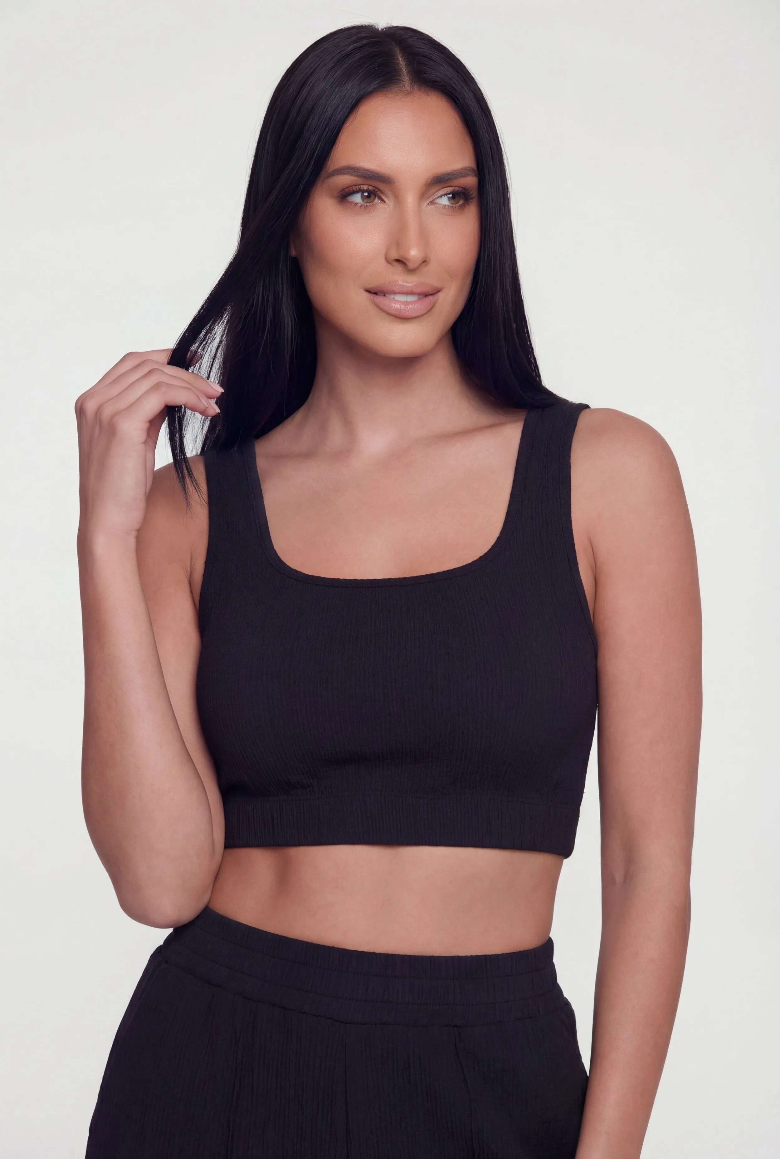 Solid Textured Knit Crop Top sold by Rainbow