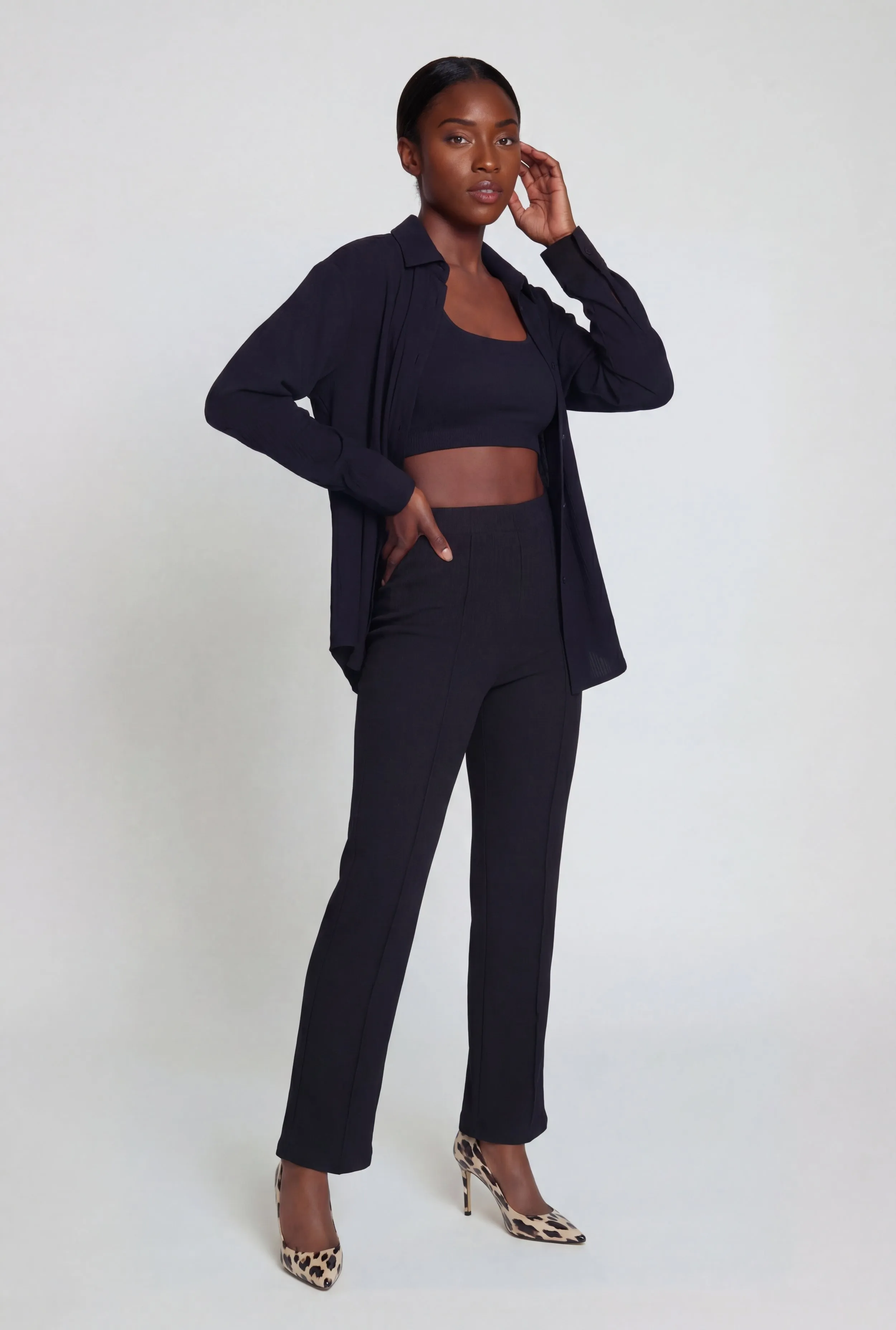 Solid Textured Knit Button Front Long Sleeve Shirt sold by Rainbow product image thumbnail 3