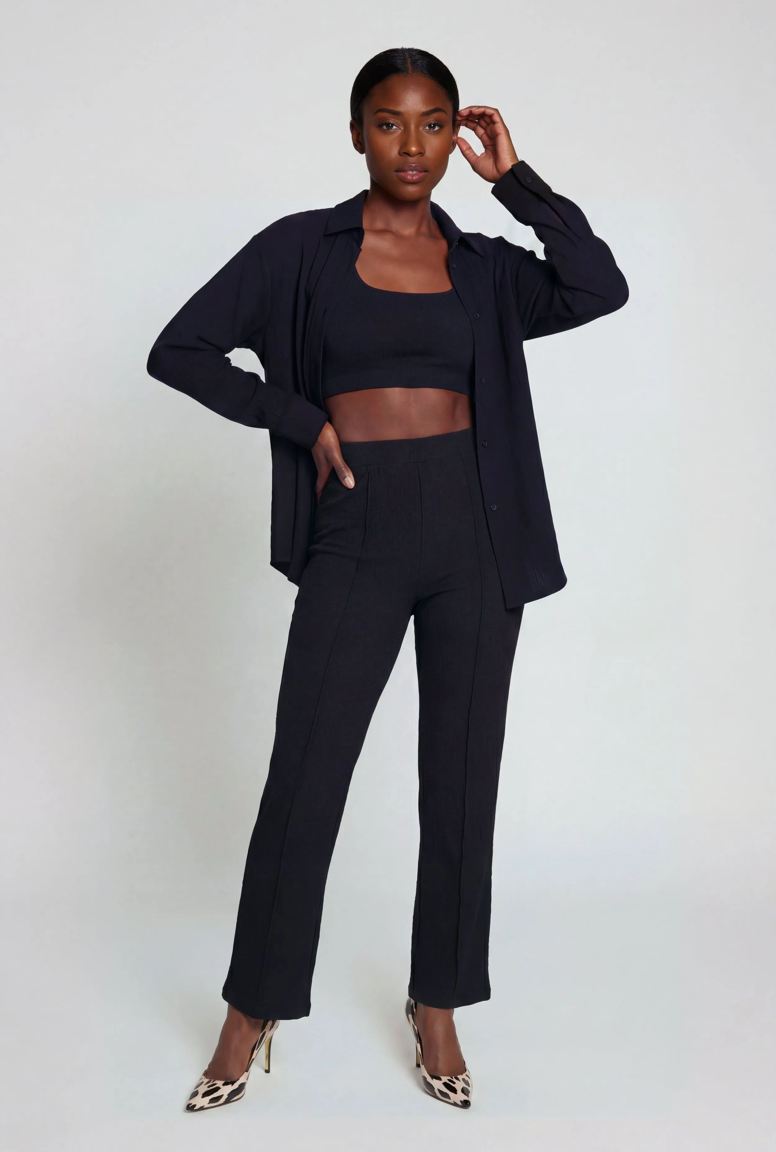 Solid Textured Knit Button Front Long Sleeve Shirt sold by Rainbow product image thumbnail 2