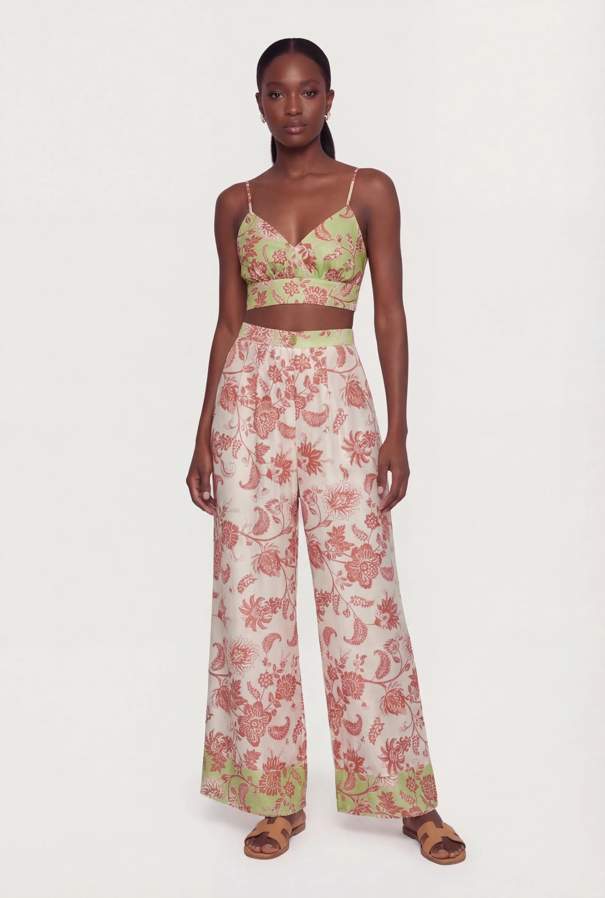 Satin Floral Print High Waist Wide Leg Pants sold by Rainbow product image thumbnail 2