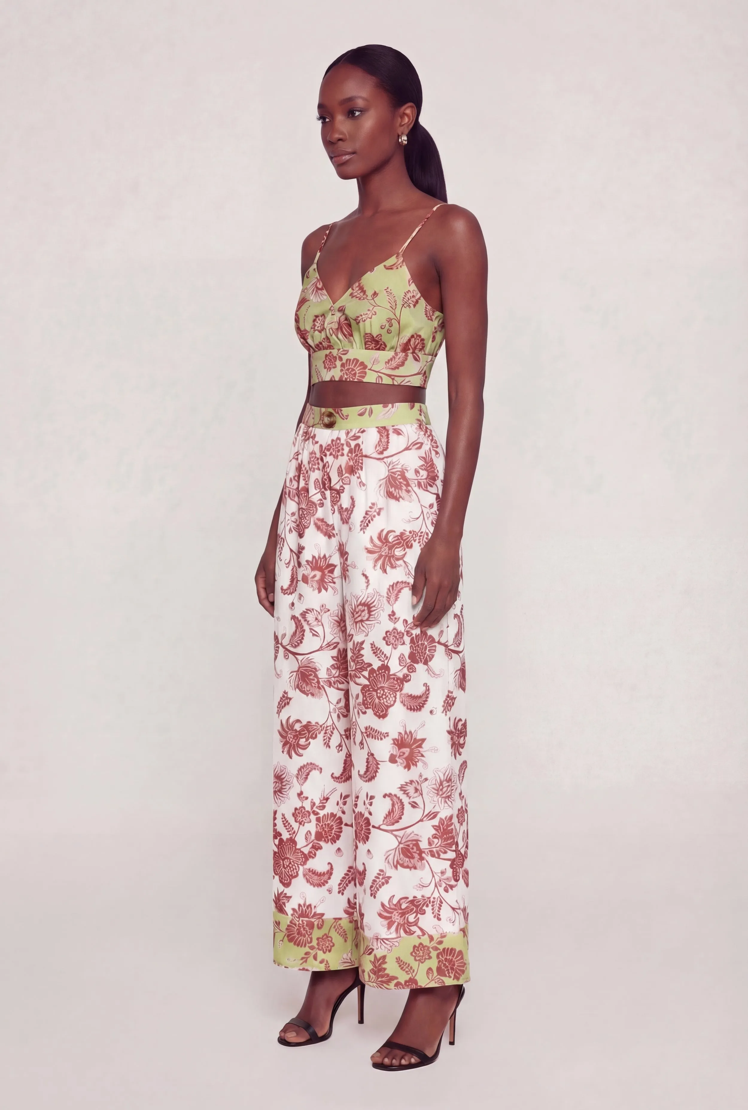 Floral Satin Print Faux Wrap Crop Top sold by Rainbow product image thumbnail 3