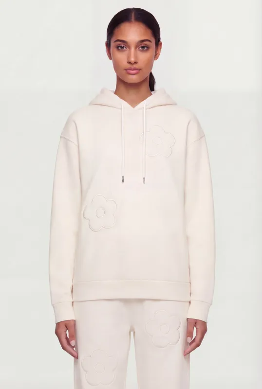 Floral Applique Pullover Drawstring Hoodie made by Rainbow