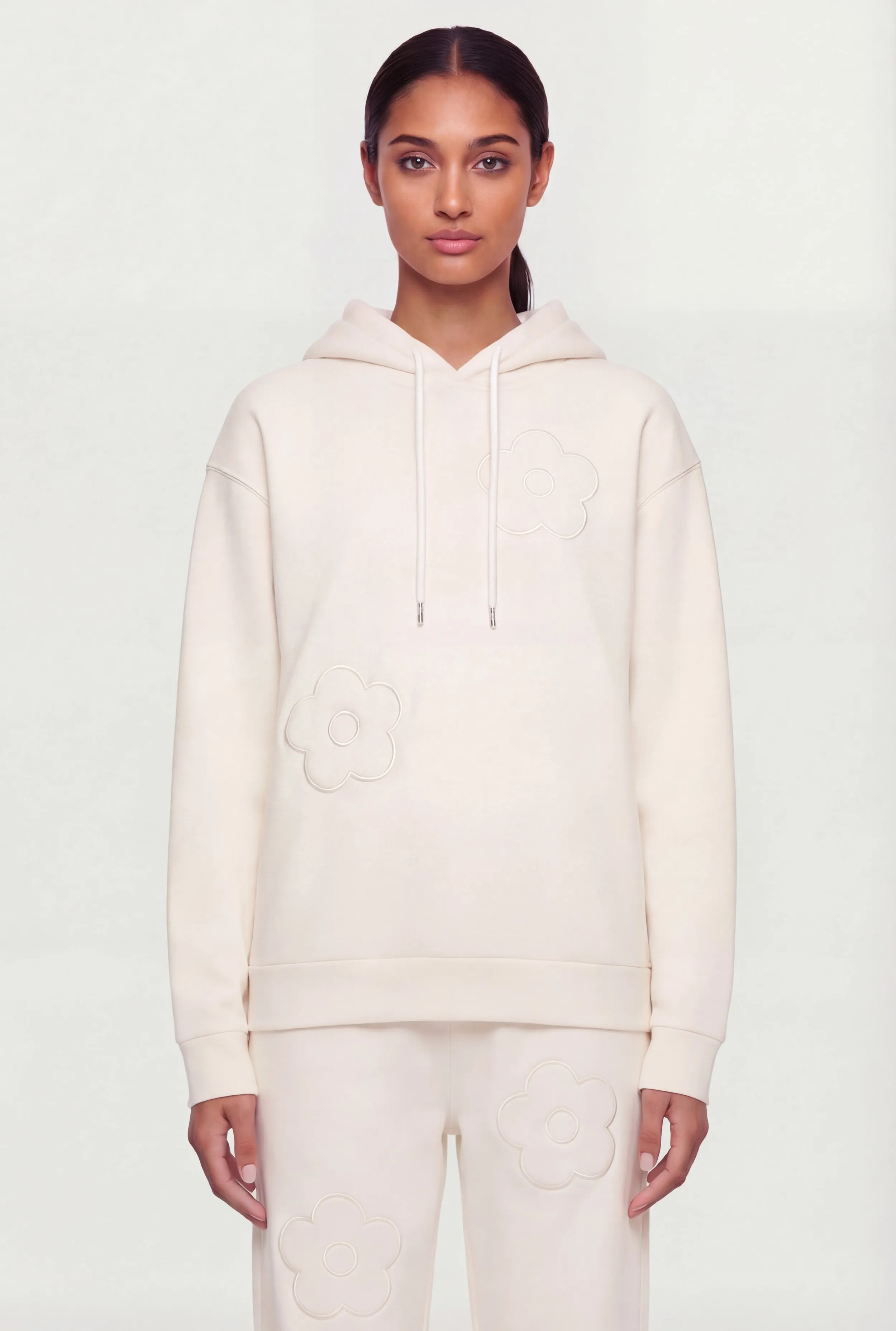 Floral Applique Pullover Drawstring Hoodie sold by Rainbow